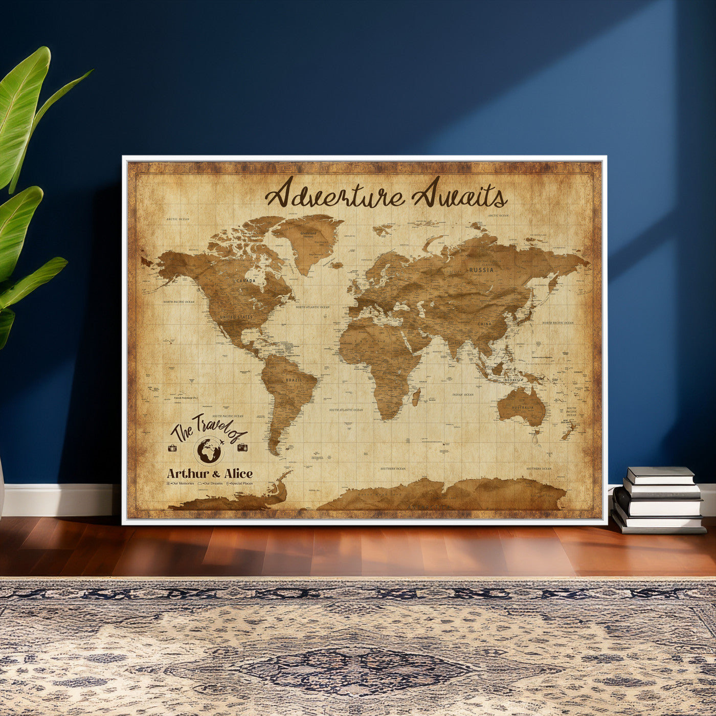 43427501-MGV-CV-36X24 - Custom Push Pin World Map Canvas Print – Personalized Travel Map Wall Art