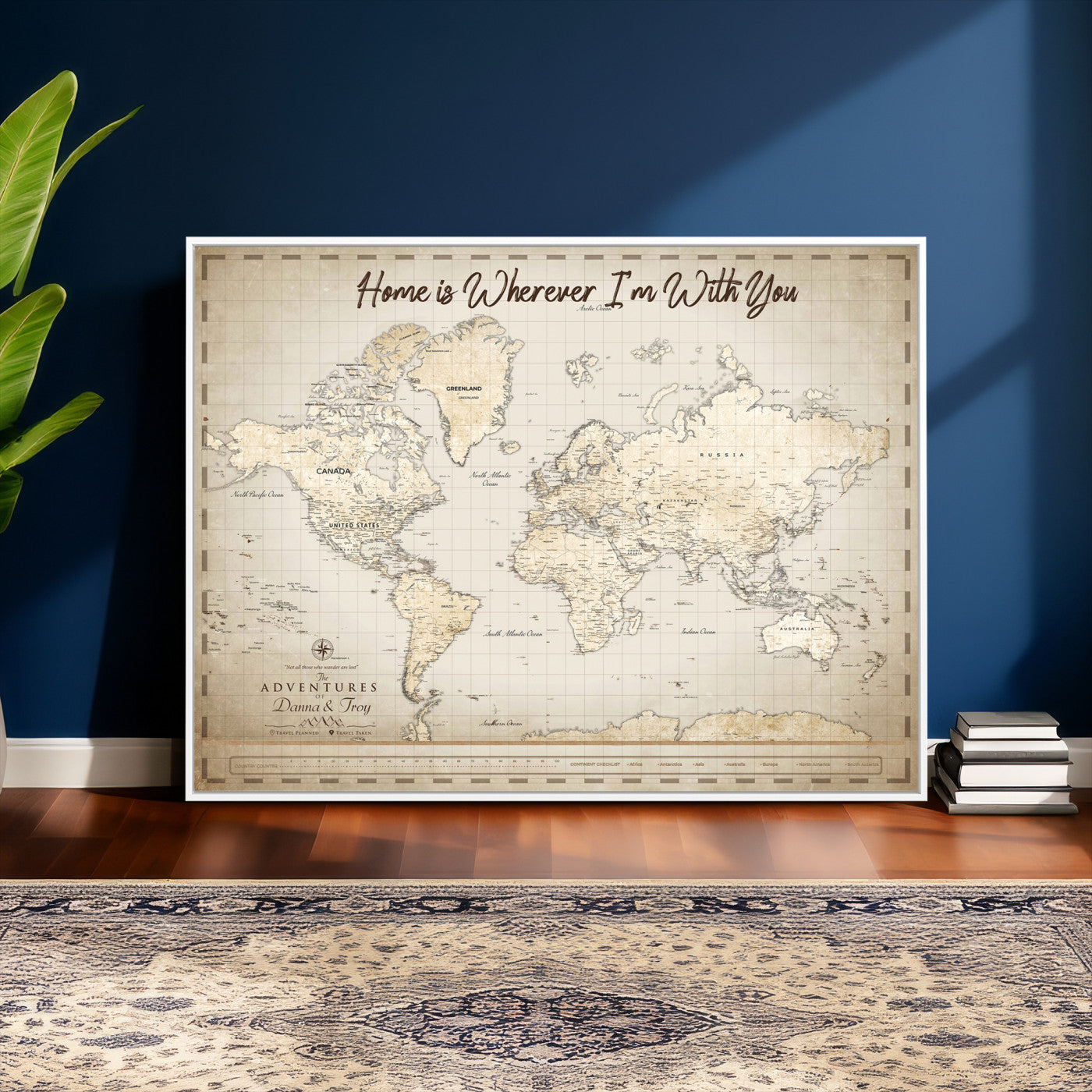40086720-MGV-CV-36X24 - Custom Push Pin World Map Canvas Print – Personalized Travel Map Wall Art