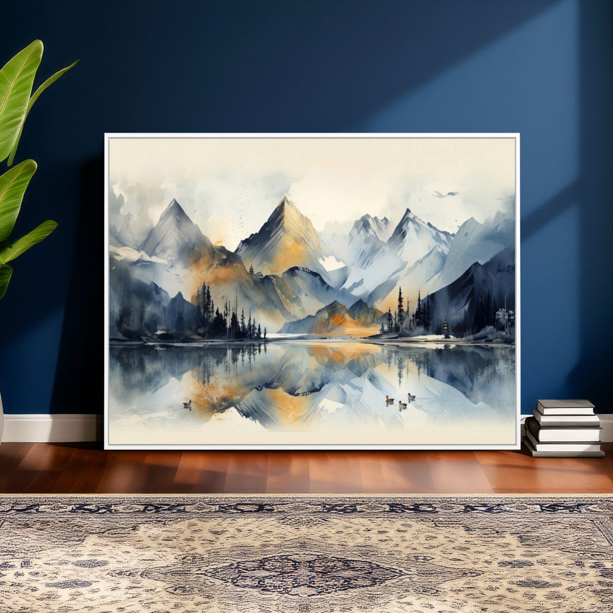 10196184T-MGV-CV-36X24 - Abstract Lake Mountain Wall Art Canvas Print