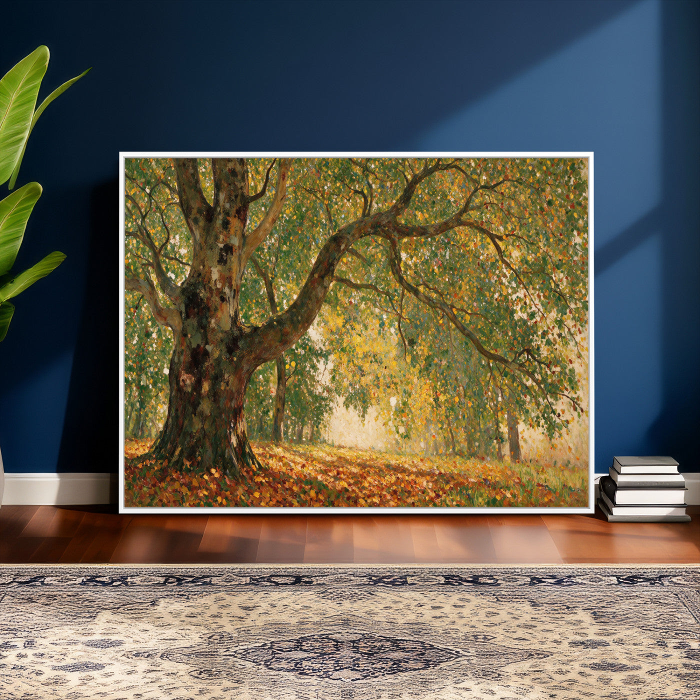 52555601-MGV-CV-36X24 - Claude Monet Style The Bodmer Oak Fontainebleau Forest Wall Art Canvas Print, Autumn Landscape Painting Print