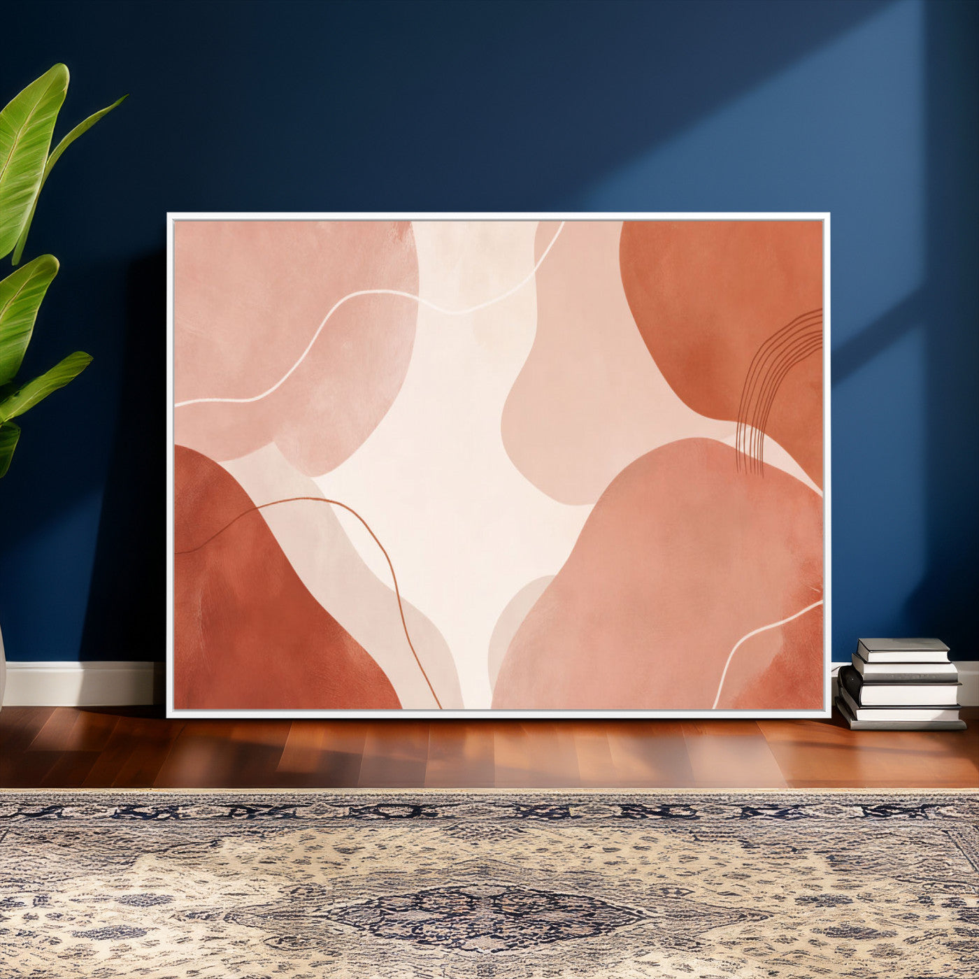 17685421-MGV-CV-36X24 - Abstract Boho Terracotta Wall Art Canvas Print, Mid Century Minimalist Painting Print
