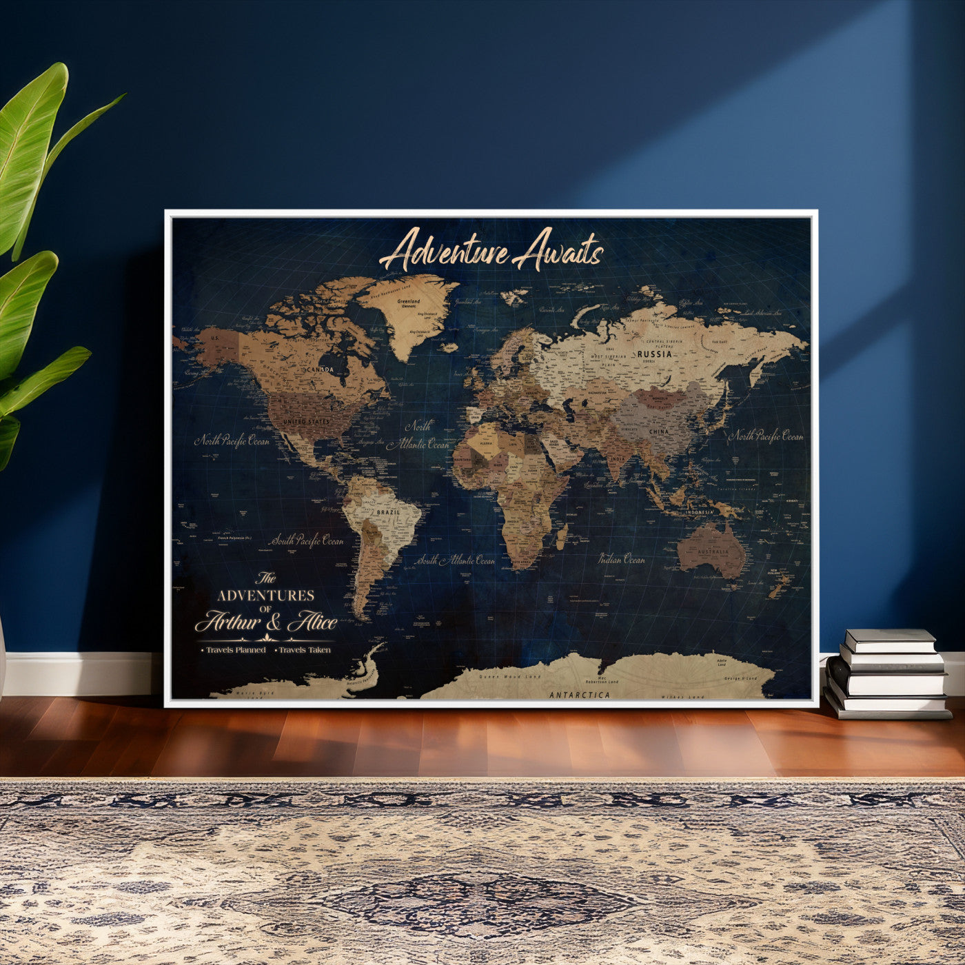 74477969-MGV-CV-36X24 - Custom Push Pin World Map Canvas | Personalized Travel Tracker | Wedding Anniversary Gift for Couples | Adventure Map Wall Art with Pins