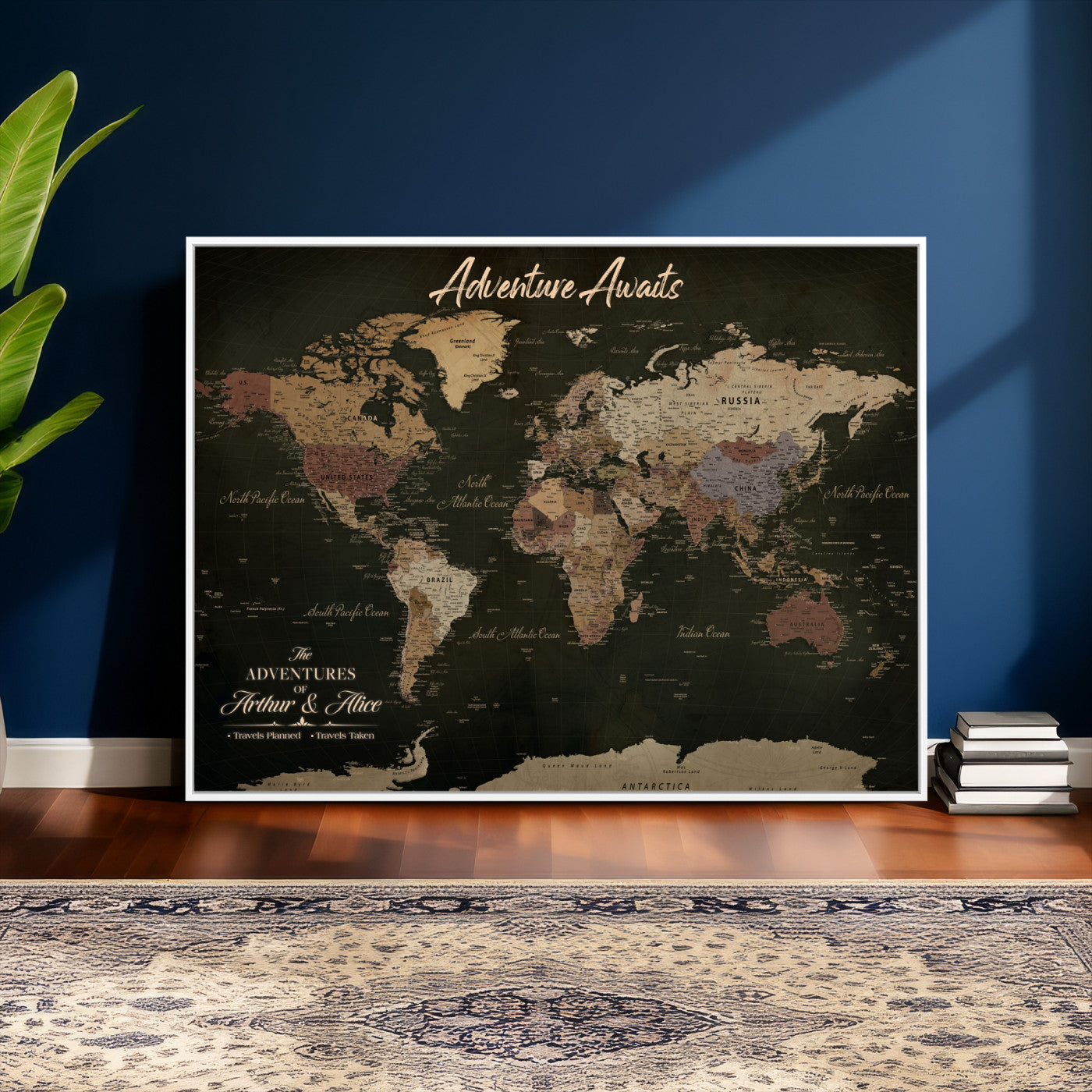 46935759-MGV-CV-36X24 - Custom Push Pin World Map Canvas | Personalized Travel Tracker | Wedding Anniversary Gift for Couples | Adventure Map Wall Art with Pins