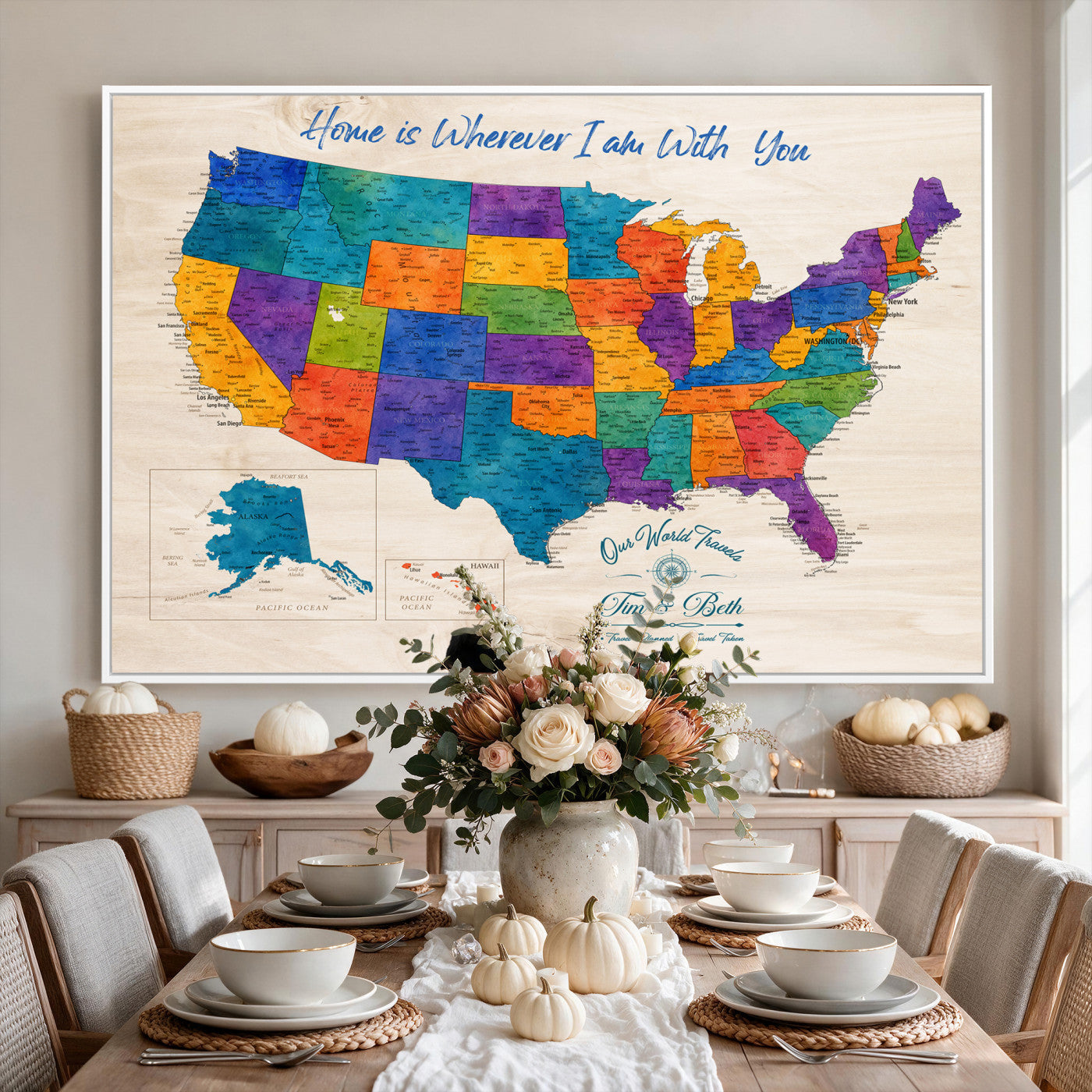 588510355-MGV-CV-36X24 - Personalized USA Push Pin Travel Map – Custom United States Map Wall Art
