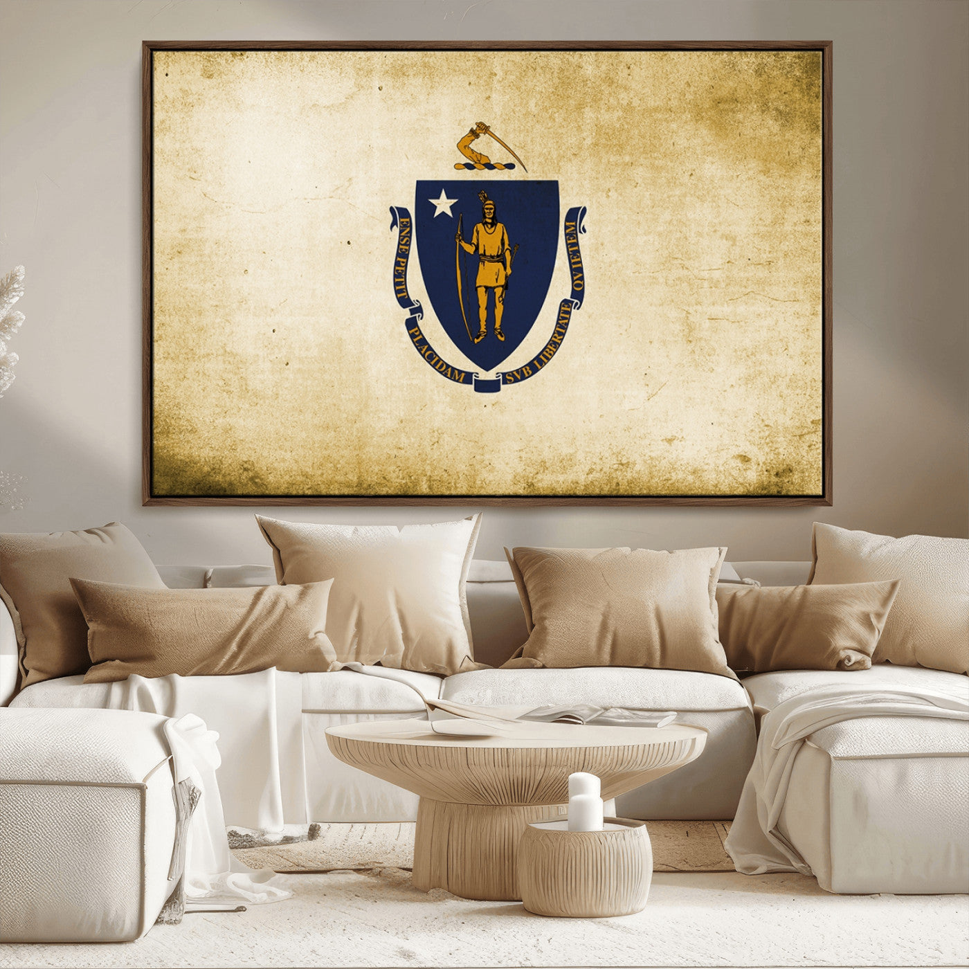 -Massachusetts Flag Wall Art Canvas Print