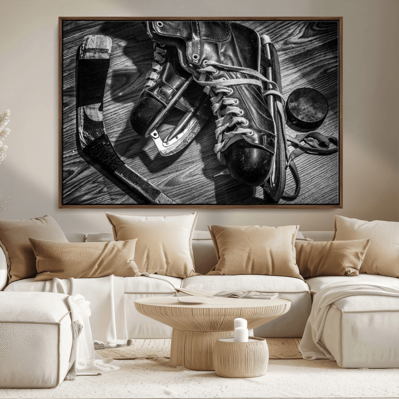 20553-MGV-CV-36X24-Old Pair of Mens Skates Wall Art Canvas, Men Skates Wall Art Print