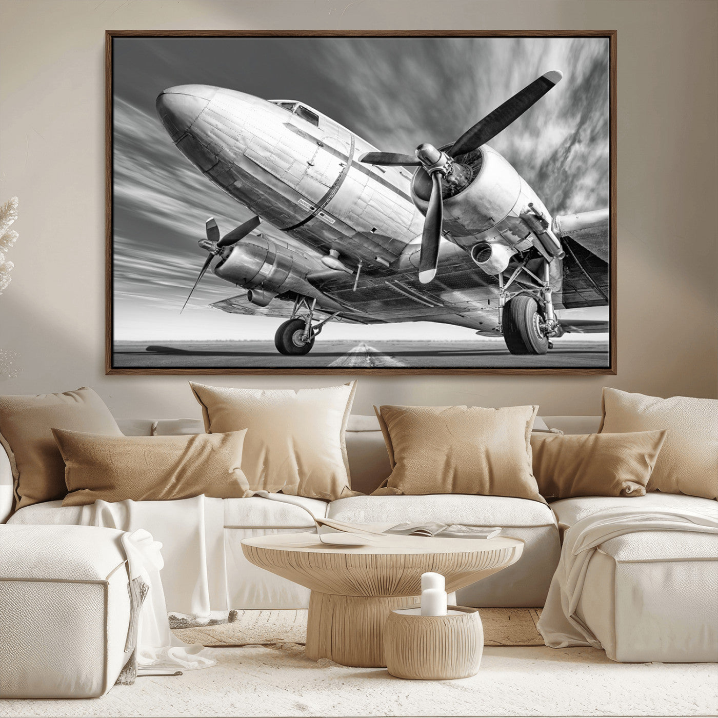 82744-MGV-CV-36X24-Vintage Airplane on Runway Canvas Print