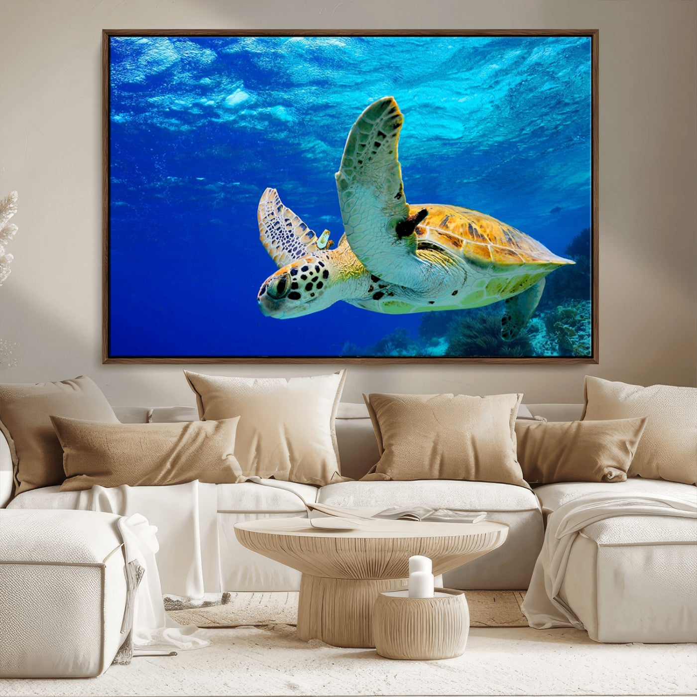 16292-MGV-CV-36X24-Sea Turtle Wall Art Canvas Print, Sea life in the Ocean Wall Art Printing