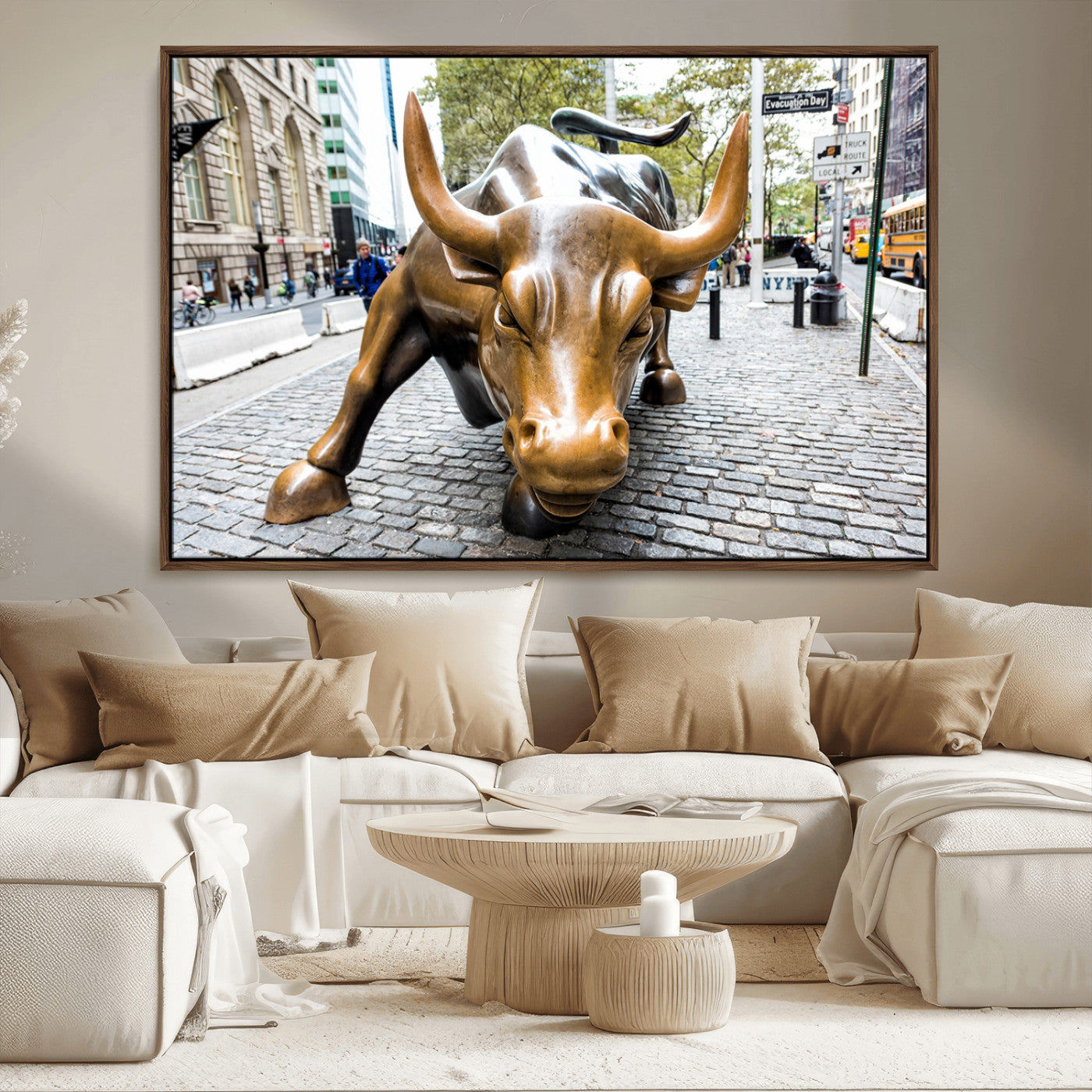 -Charging Bull Wall Art Canvas Print