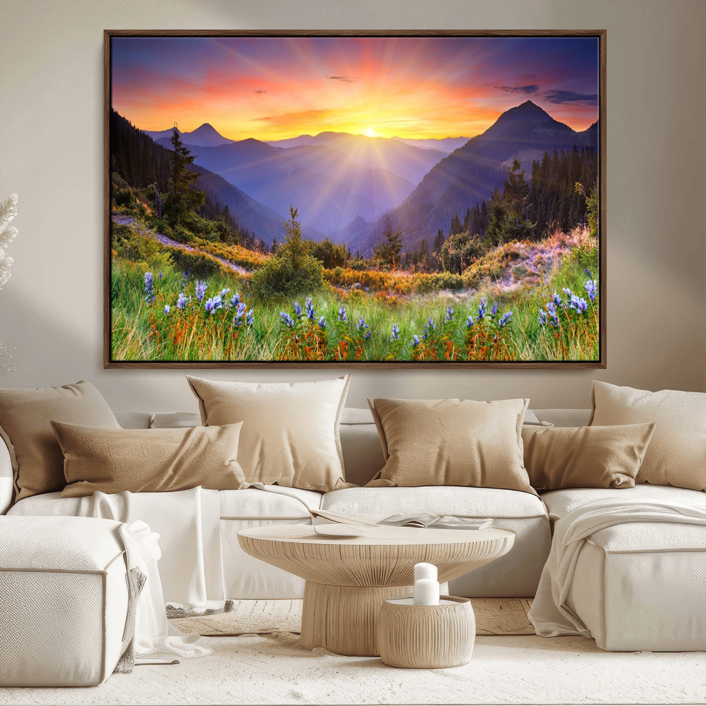 -Mountain and Spring Wall Art Canvas Print