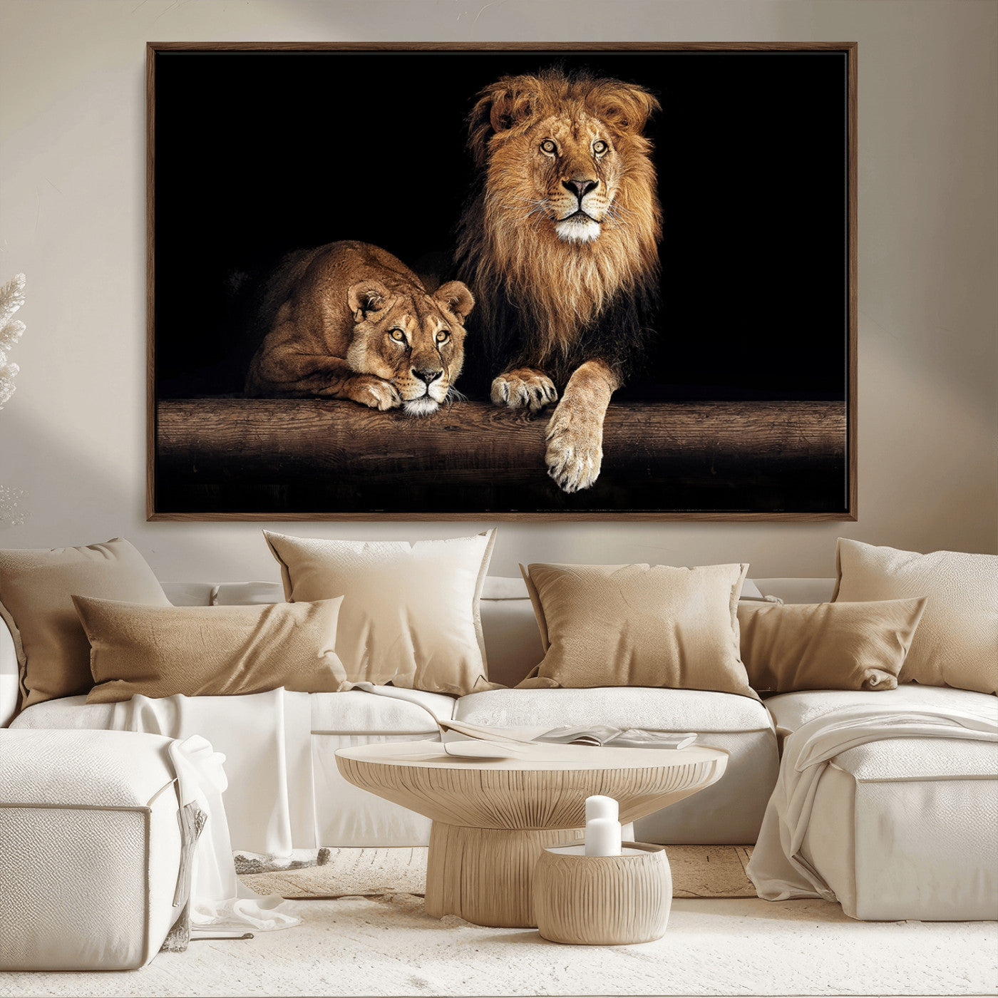 51304-MGV-FC-36X24_Walnut-Lion Canvas Wall Art – Majestic Animal Print Artwork for Home, Office, Living Room, Guest Room, Farmhouse