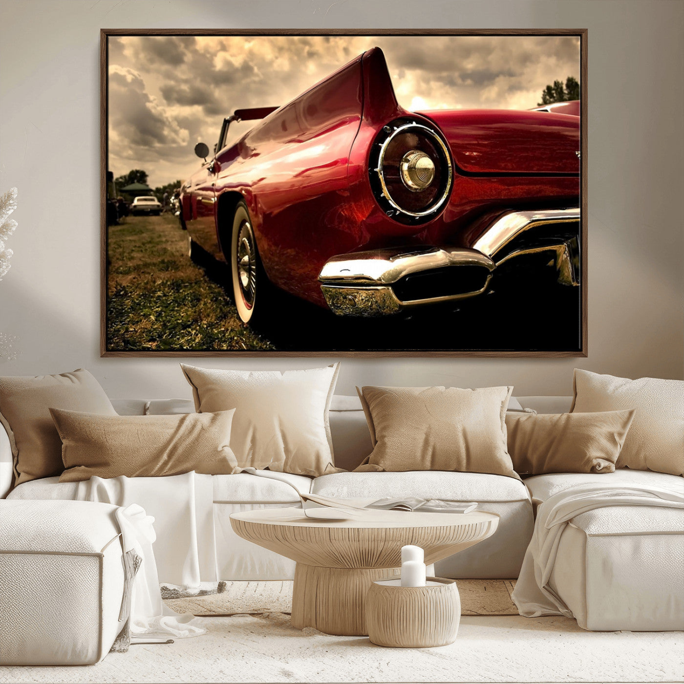 -Red Classic Car Wall Art Canvas Print