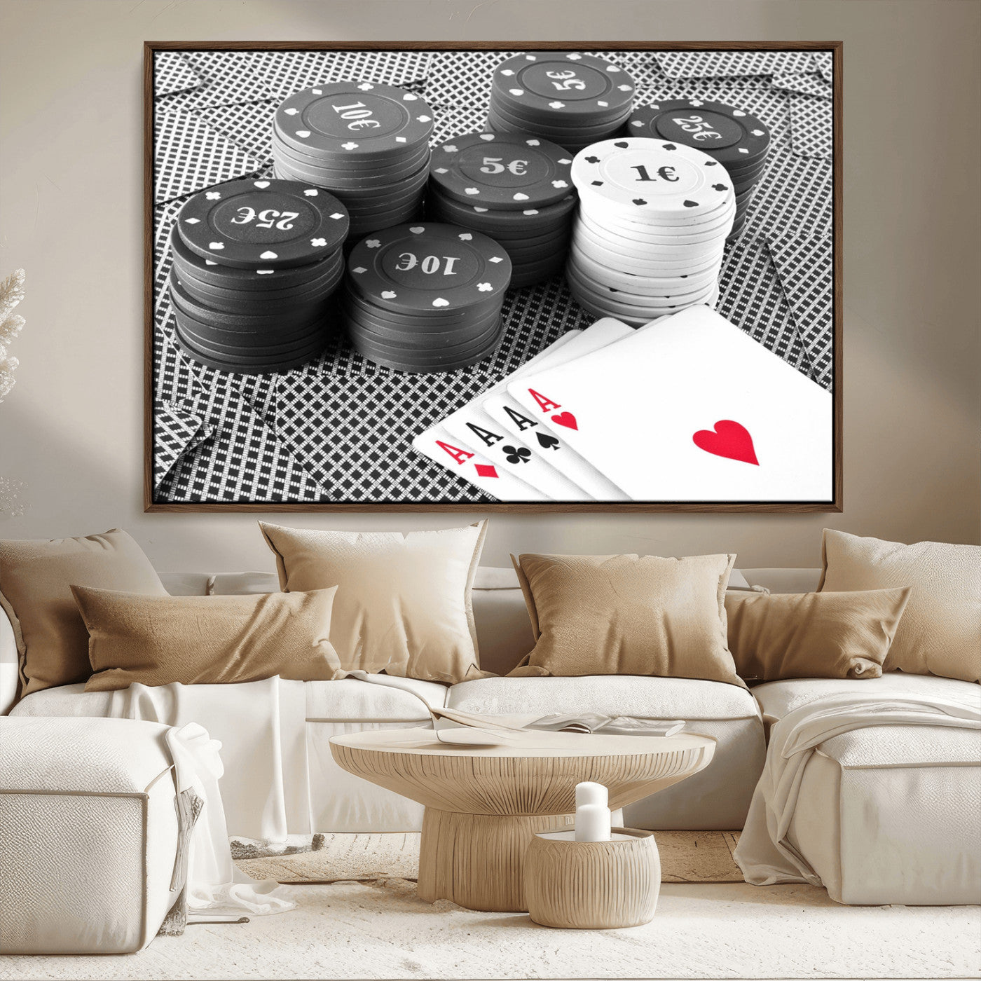 -Poker Game Cards Wall Art Canvas, Multi Panel Wall Art Canvas Print