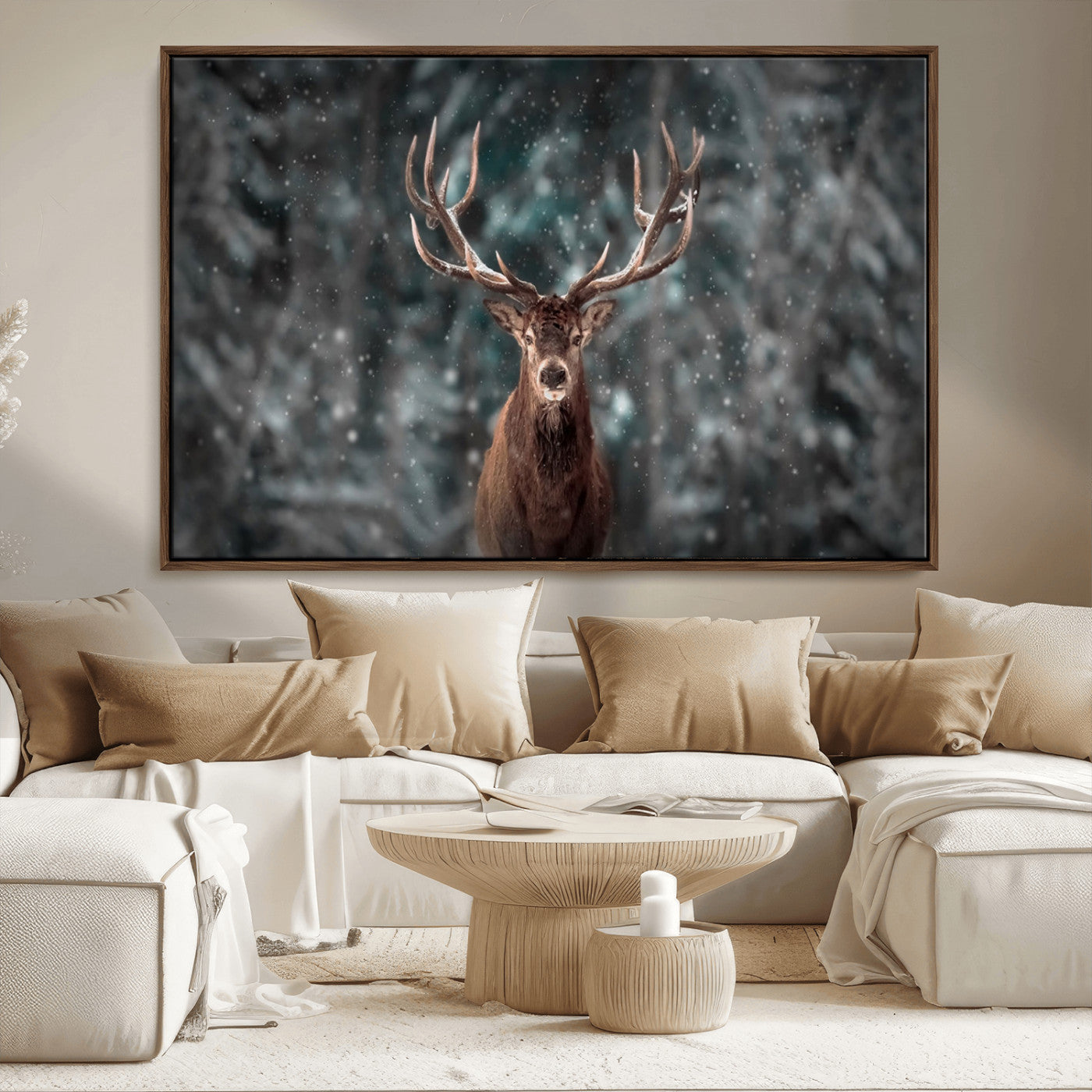 -Wall Art Deer Art Animal Canvas, Framed Wall Art Deer Canvas Print