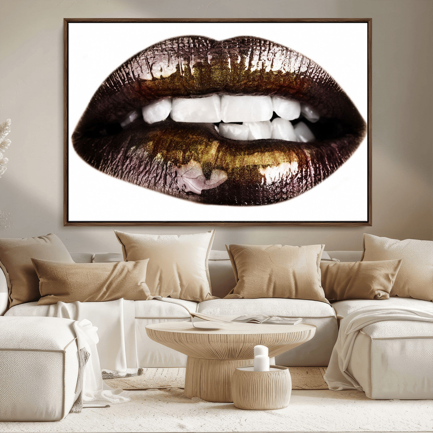 -Close Up Lips Wall Art Canvas Print
