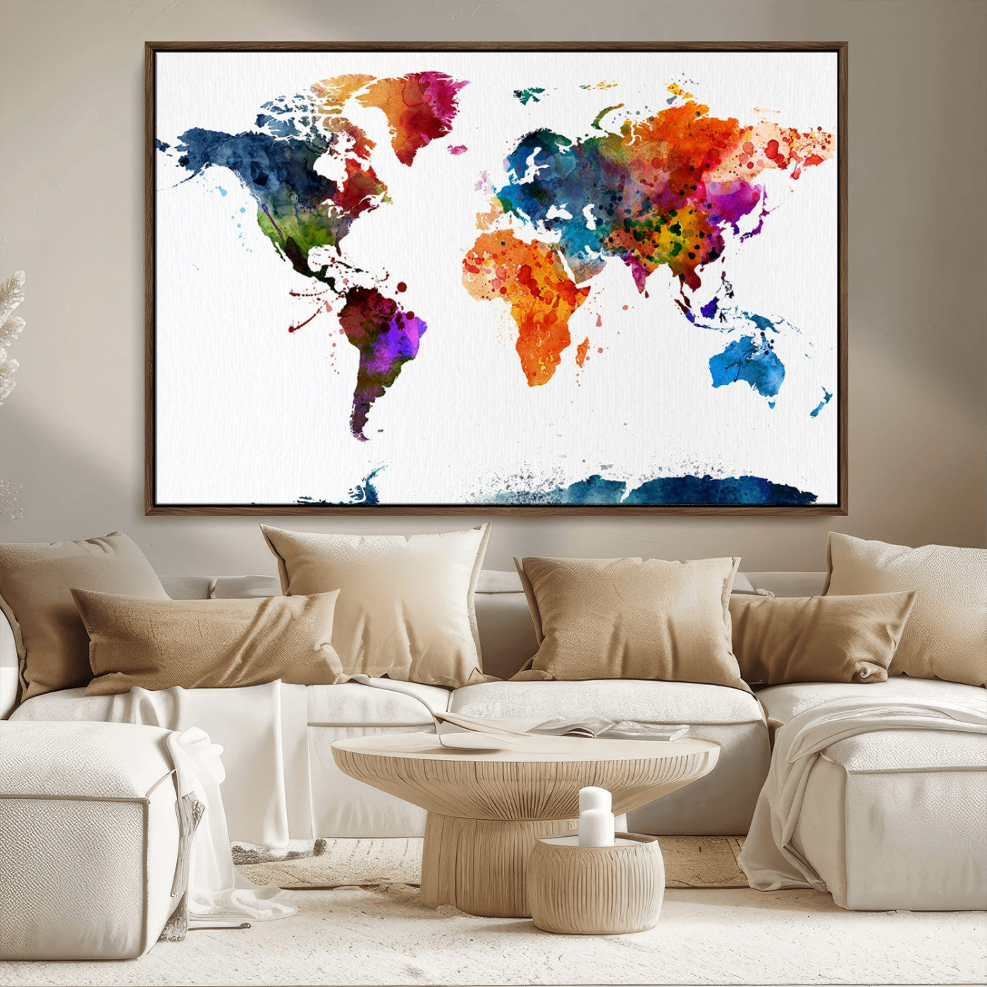 37825-MGV-FC-36X24_Walnut-Push Pin World Map Canvas Print – Travel Tracker Wall Art for Couples, Perfect Anniversary Gift for Home or Office Decor