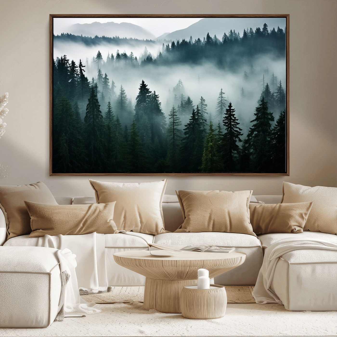 -Captivating Misty Forest Wall Art Canvas, Premium Canvas Print a Foggy and Serene Atmosphere