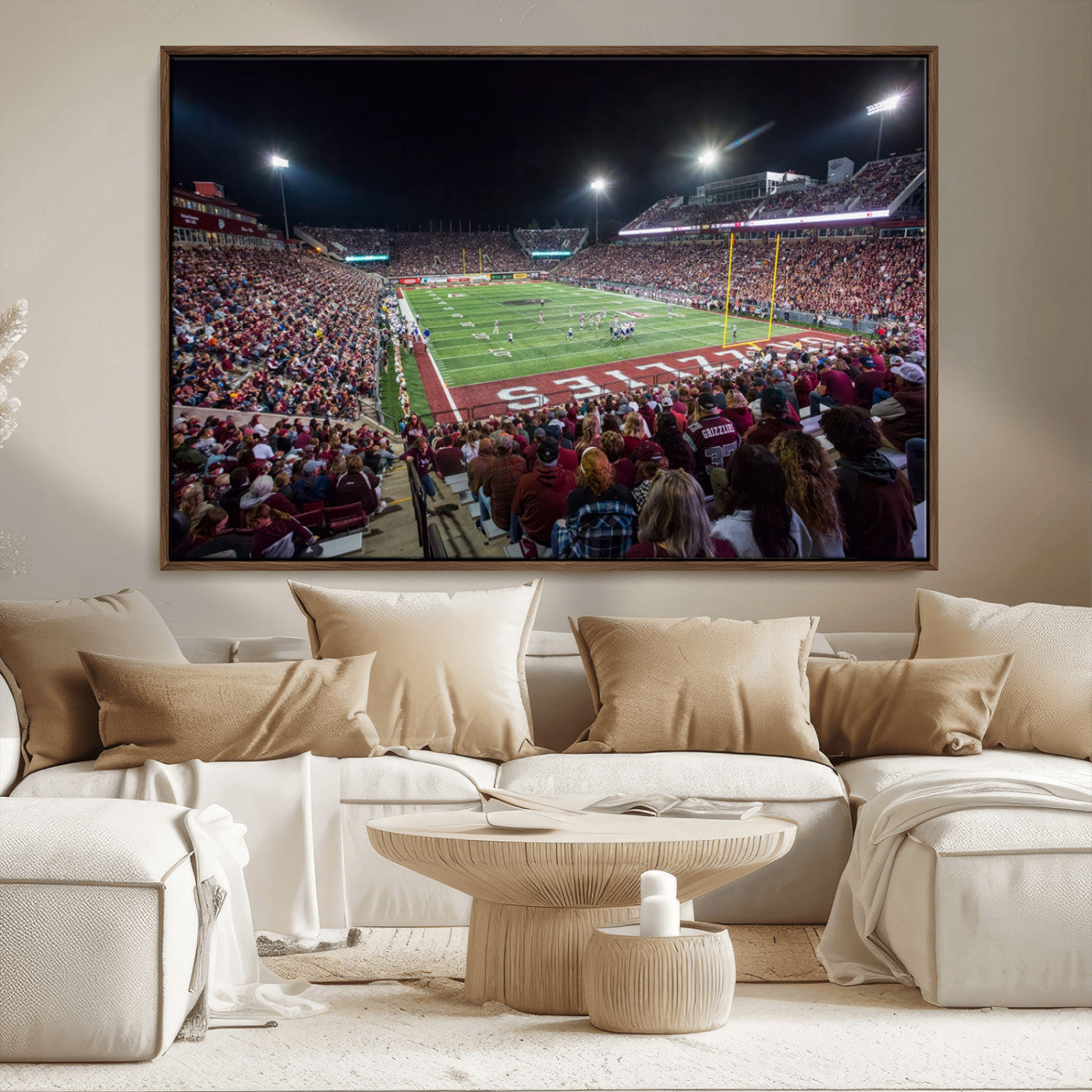 -American Football Wall Art Canvas Print Framed Stadium Sport Wall Art Print Iconic Game Day Decor for Home, Office
