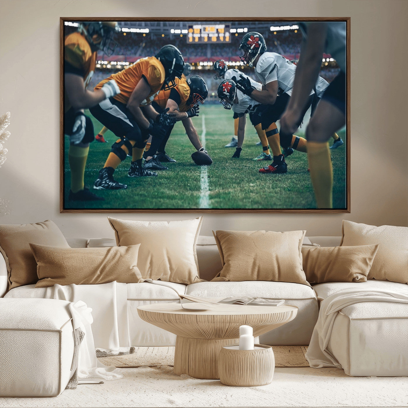 -American Football Playing Wall Art Canvas Print
