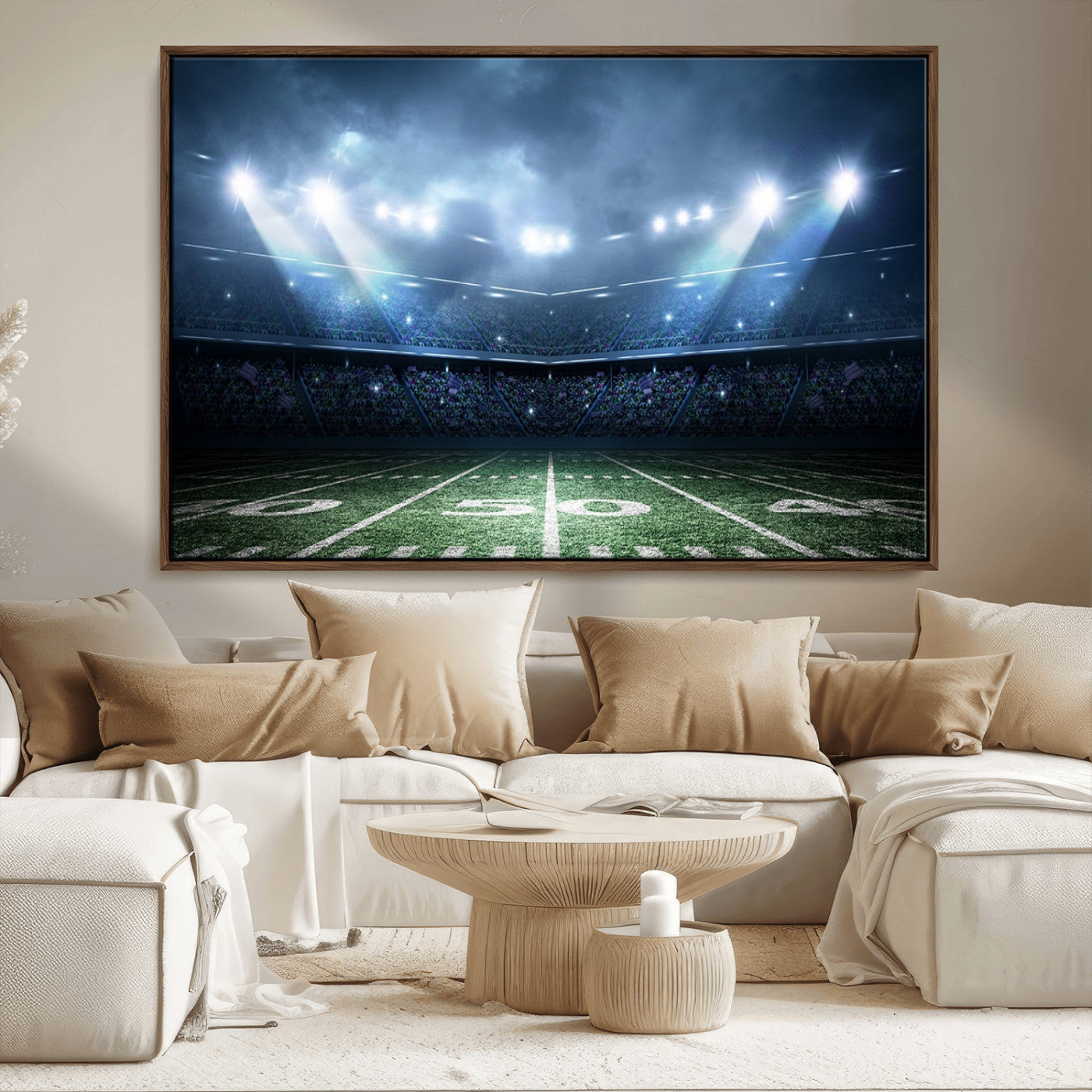 74741-MGV-FC-36X24_Walnut-American Football Stadium Wall Art Canvas, American Football Stadium Canvas Print