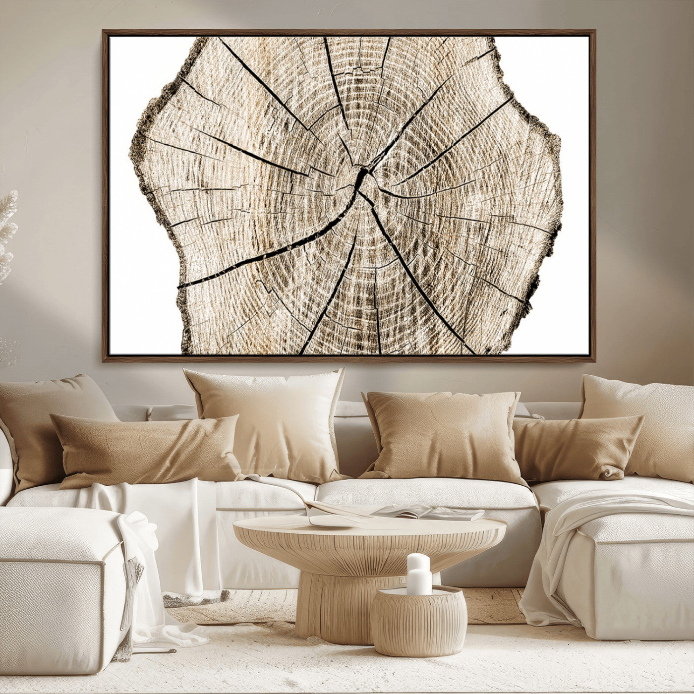 12450-MGV-CV-36X24-Abstract Wood Tree Ring Wall Art - Ready to Hang Minimalist Wooden Design for Rustic & Contemporary