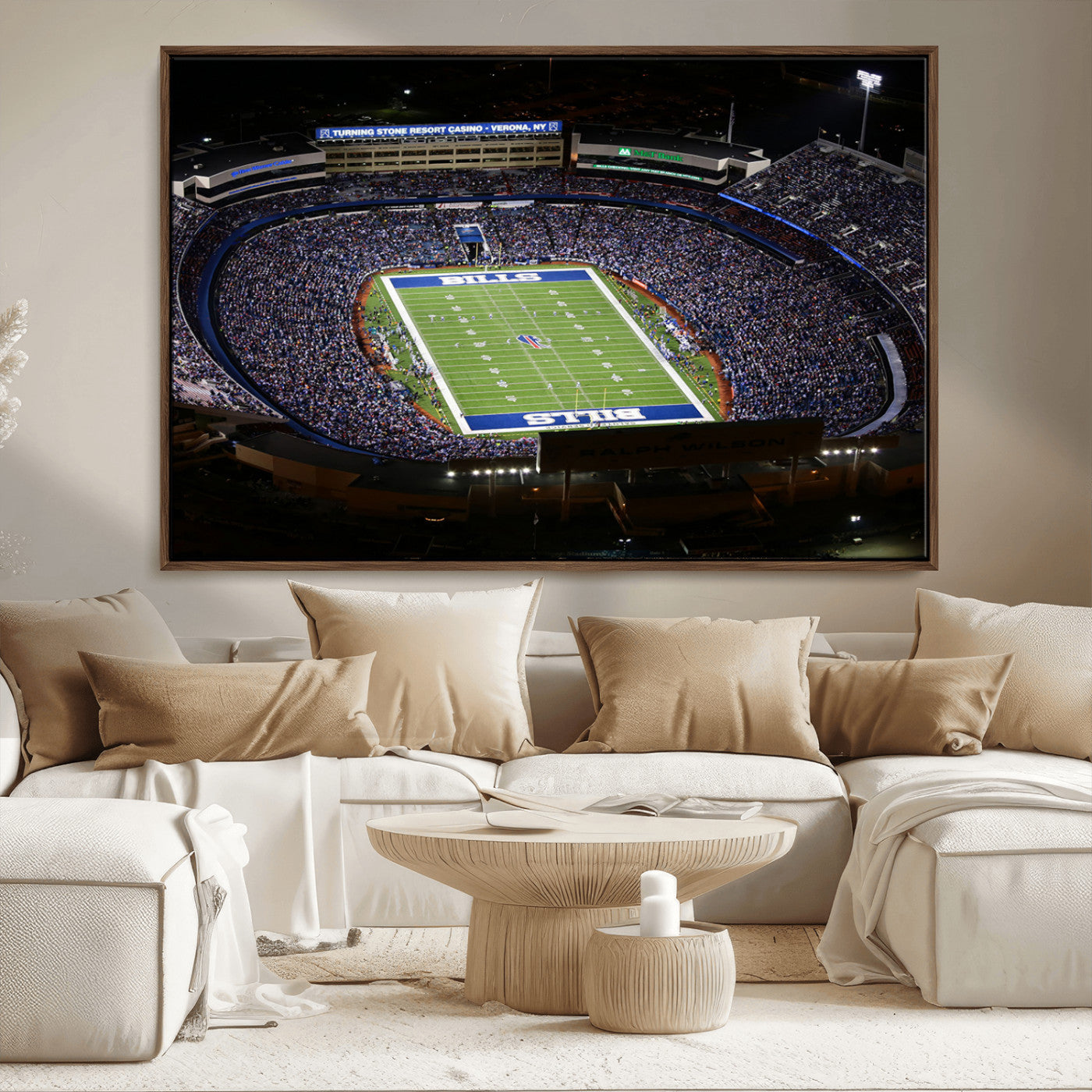 19030-MGV-FC-36X24_Walnut-Buffalo Bills NFL Football Team Print - Highmark Stadium Wall Art Canvas Print