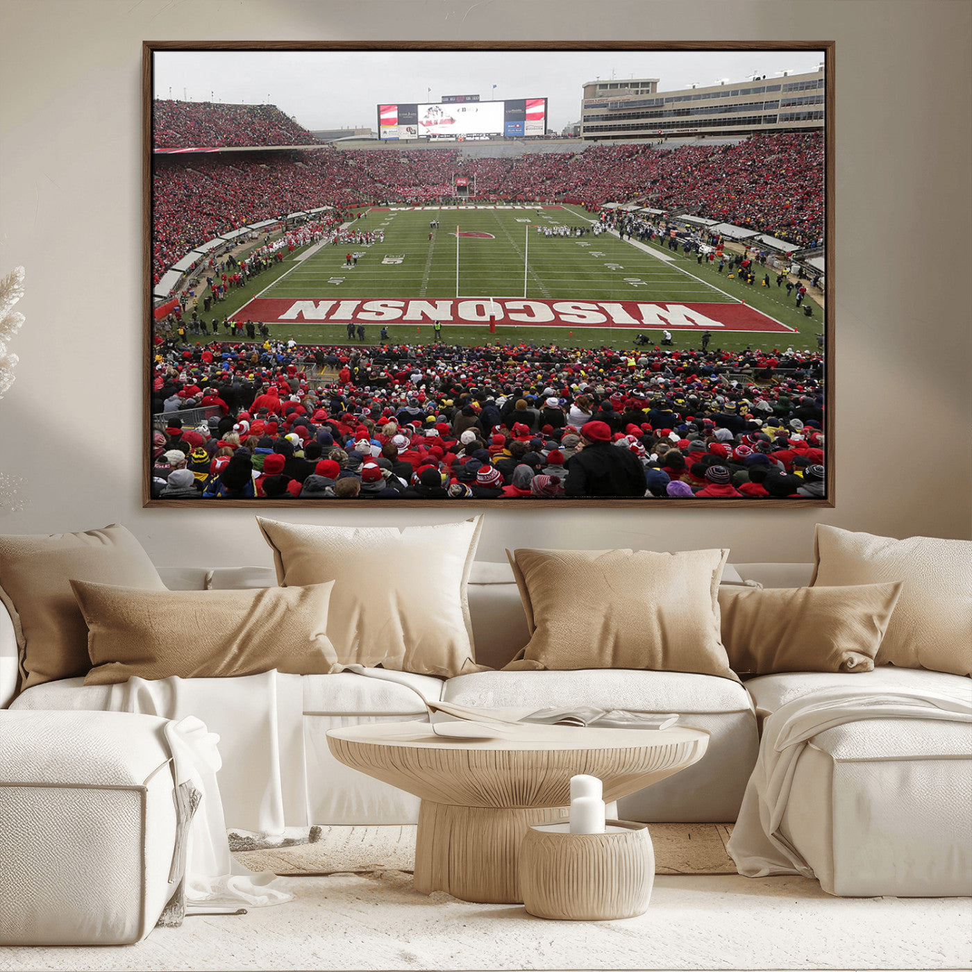 23461-MGV-CV-36X24-Wisconsin Badgers Team Print Canvas - Madison Camp Randall Stadium Wall Art Canvas Print