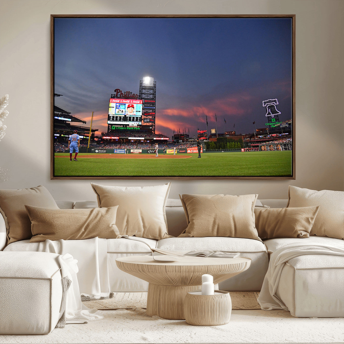 22594-MGV-FC-36X24_Walnut-Philadelphia Phillies Baseball Print - Philadelphia Citizens Bank Park Stadium Wall Art, Phillies
