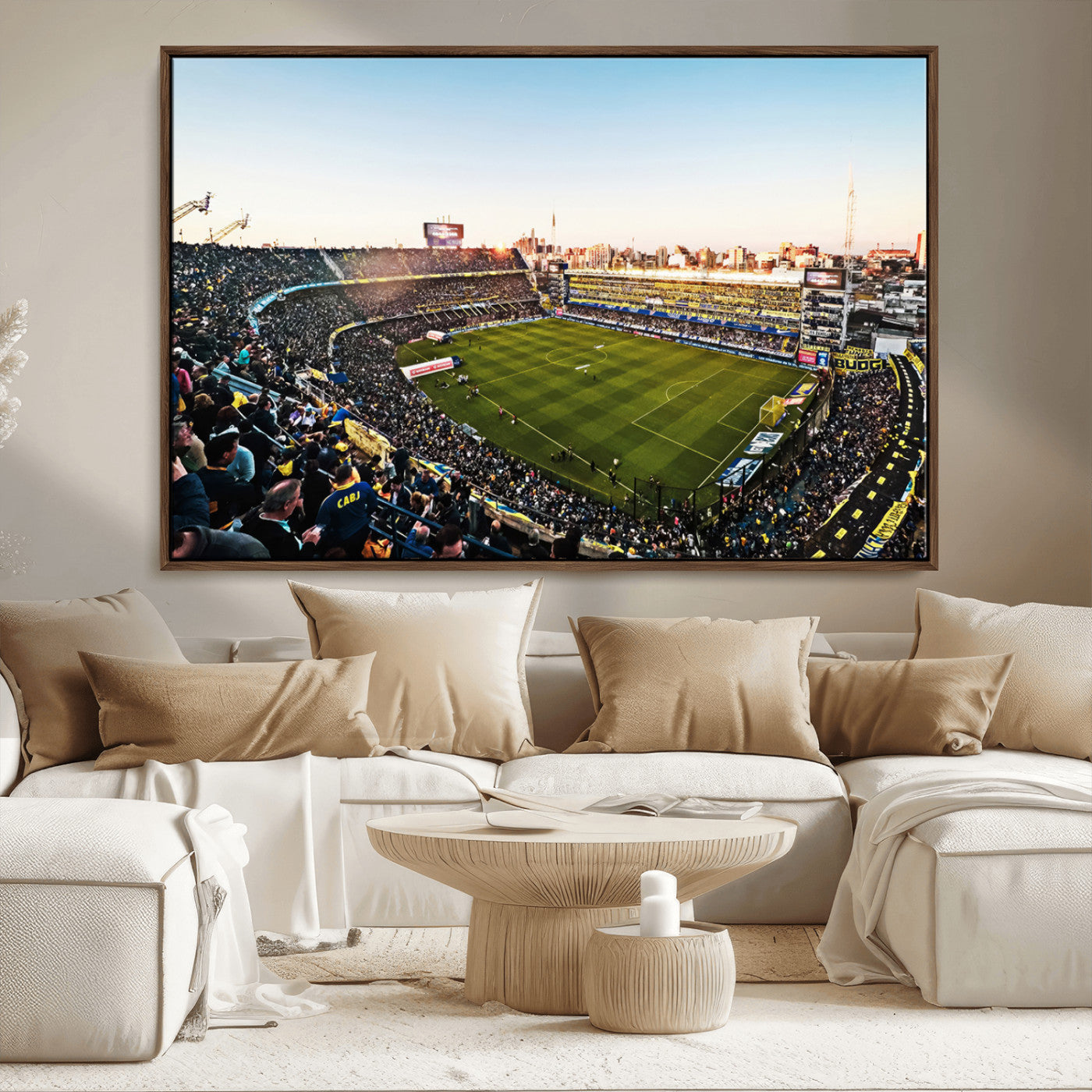 50105-MGV-FC-36X24_Walnut-Boca Juniors Soccer Team Print - Buenos Aires Bombonera Stadium Wall Art Canvas Print