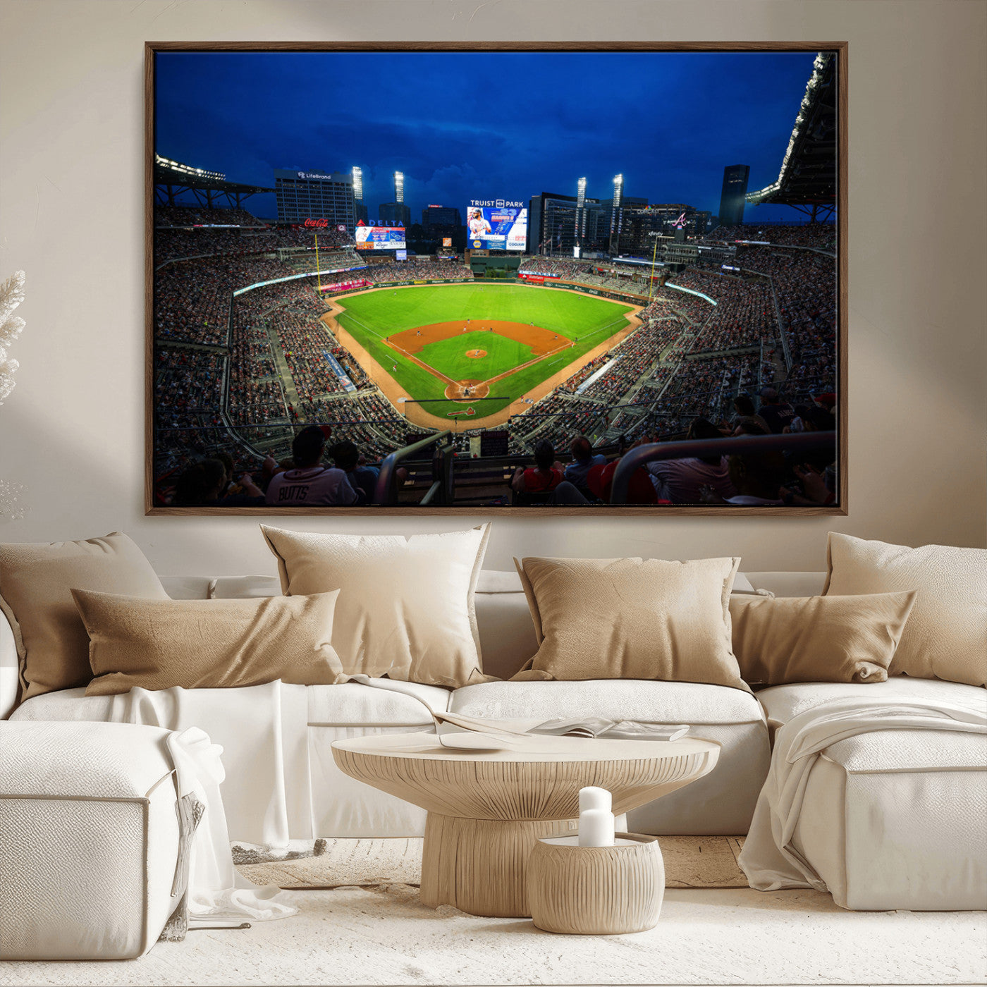 88590-MGV-FC-36X24_Walnut-Truist Park Night Game Canvas Art - Atlanta Braves Stadium Wall Art Canvas
