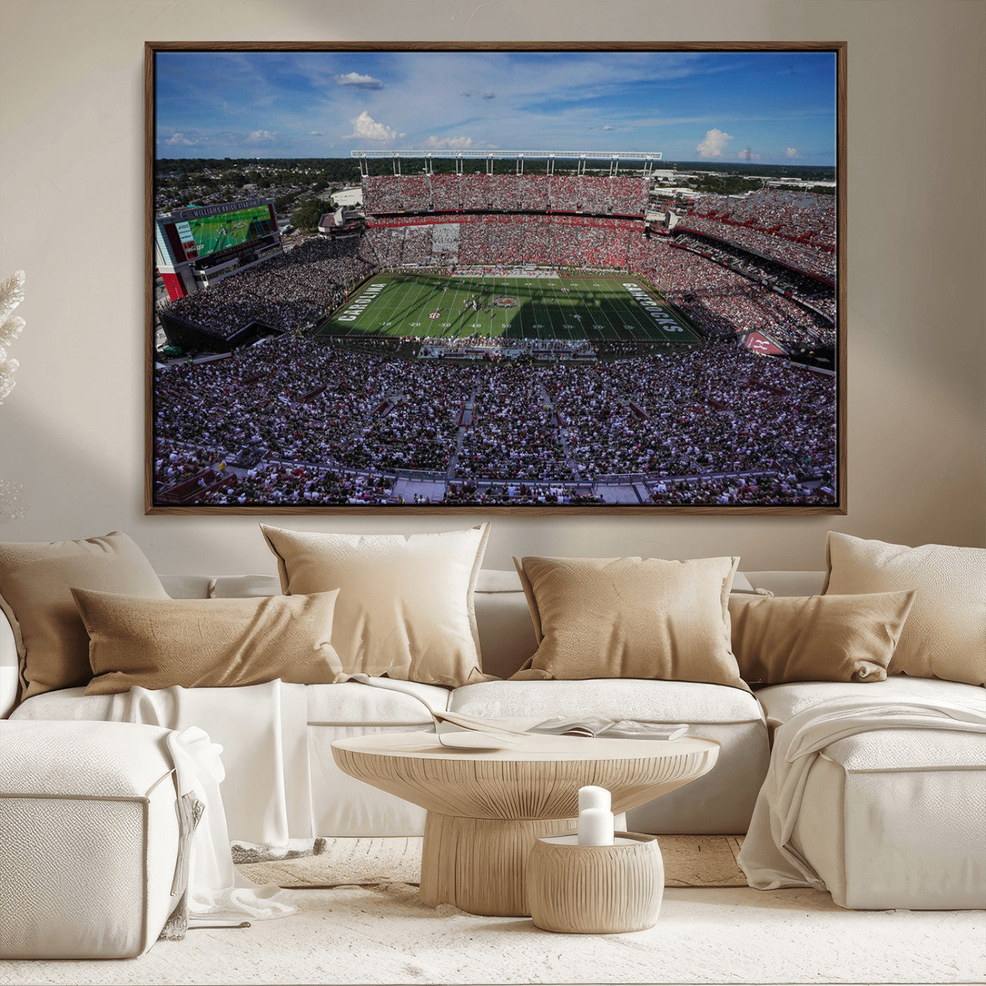 83382-MGV-CV-36X24-South Carolina Gamecocks Football Team Print - Columbia Williams-Brice Stadium Wall Art Canvas Print