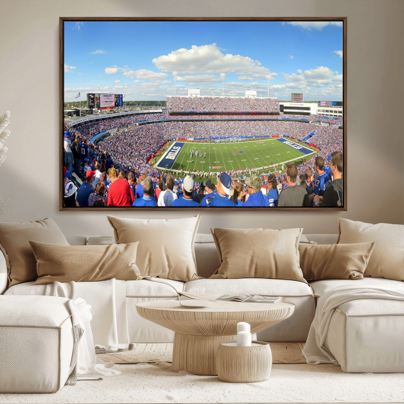 35302-MGV-FC-36X24_Walnut-Buffalo Bills NFL Football Team Print - Buffalo Highmark Stadium Wall Art Canvas Print