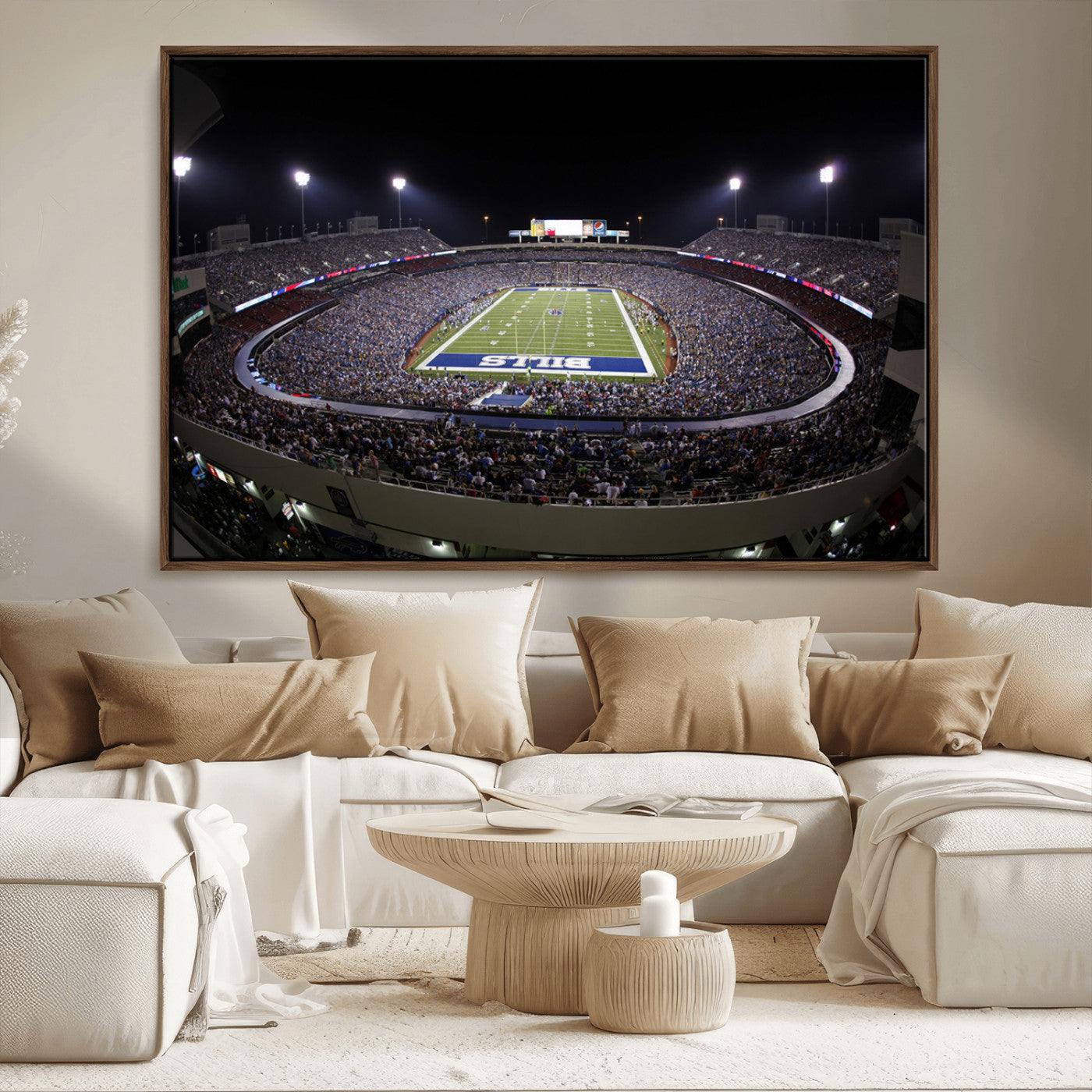 98546-MGV-FC-36X24_Walnut-Buffalo Bills NFL Football Team Print - Buffalo Highmark Stadium Wall Art Canvas Print