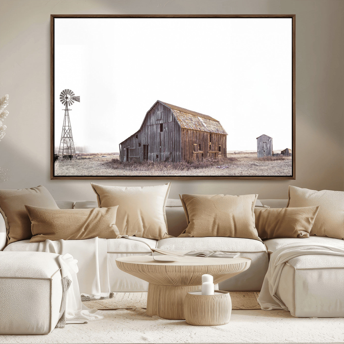 64560-MGV-FC-36X24_Walnut-Farm Prints Set, Set of 6 Farmhouse Wall Art, Country House Decor