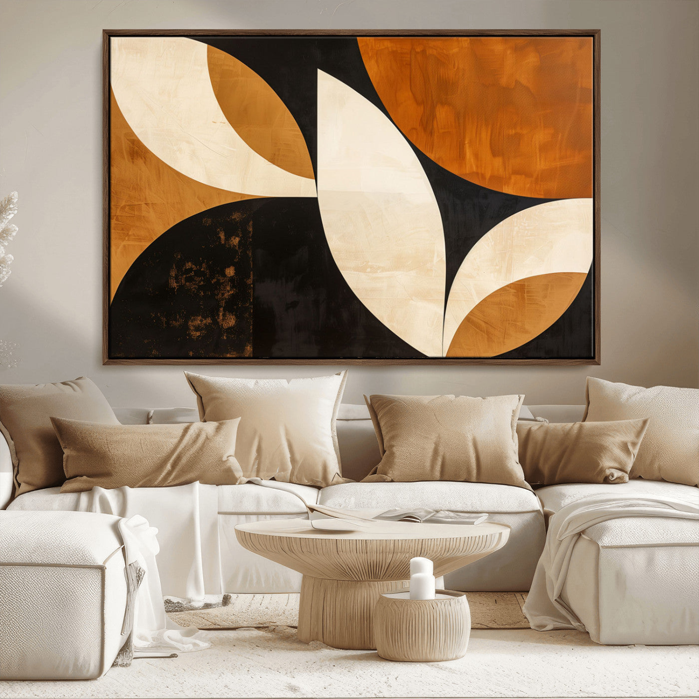 21251-MGV-CV-36X24-Geometric Abstract Wall Art Canvas Print, Mid Century Modern Wall Art Print