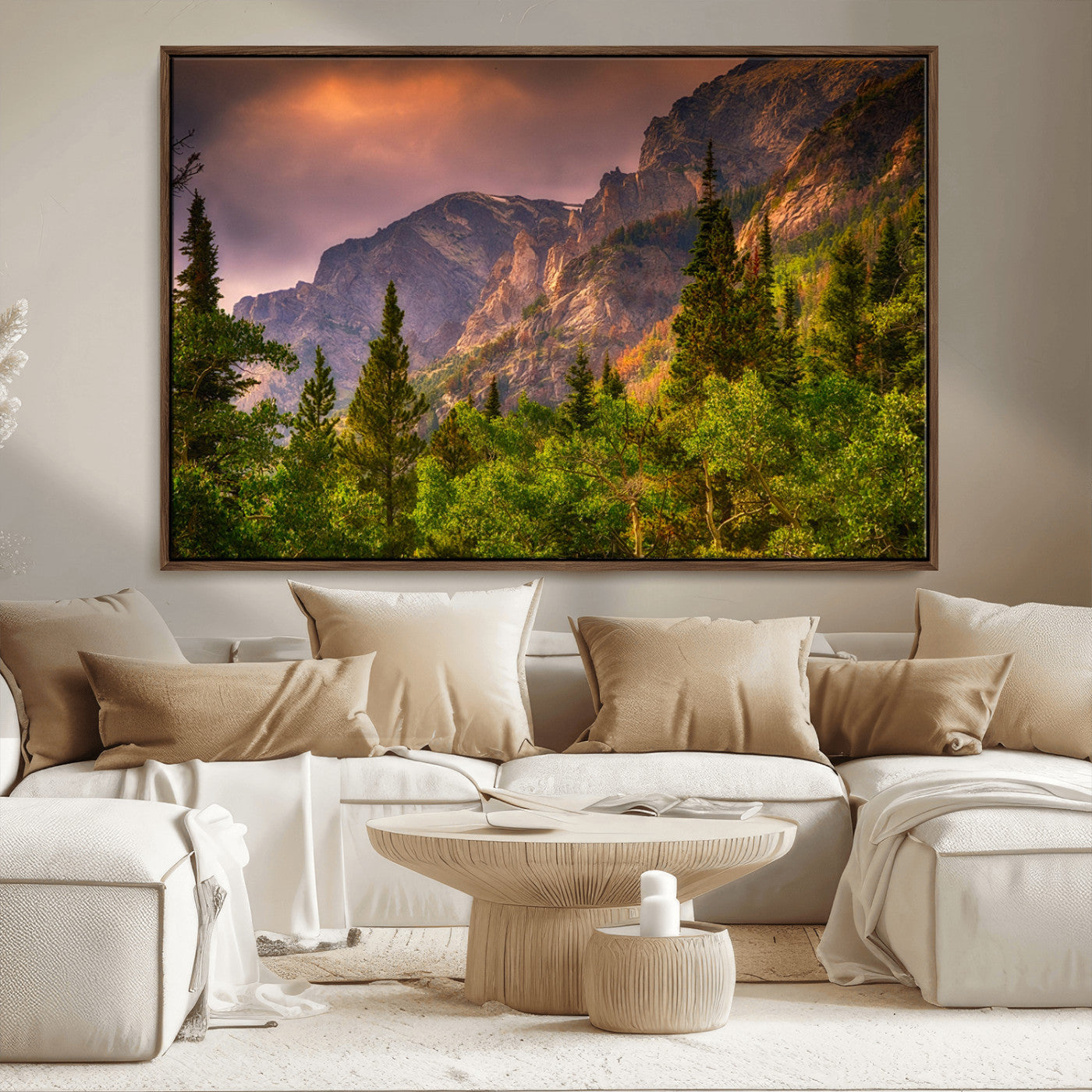 81684-MGV-FC-36X24_Walnut-Colorado Rockies Mountains Wall Art Canvas Print | Ready to Hang Framed Mountain Landscape