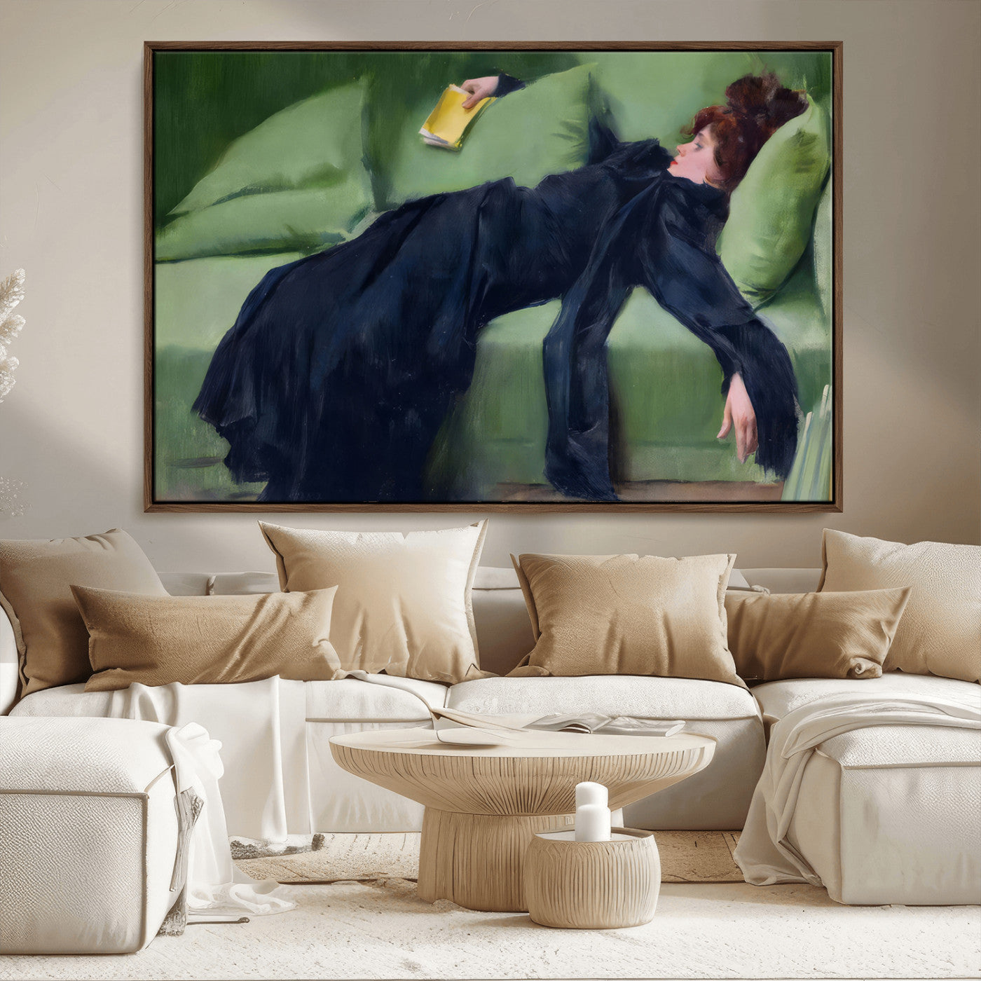 17725-MGV-CV-36X24-Decadent Girl by Ramon Casas Wall Art Canvas Print, Framed Decadent Girl Canvas Print