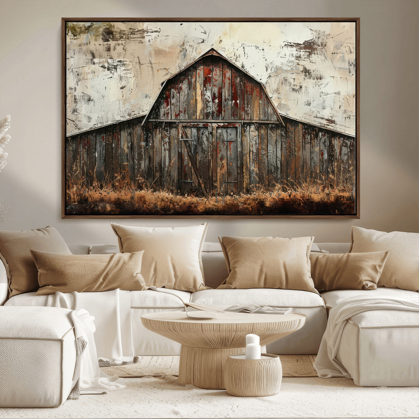 94486-MGV-FC-36X24_Walnut-Rustic Barn Wall Art | Farmhouse Wall Decor Canvas Print | Ready to Hang Barn Decor for Cabin or