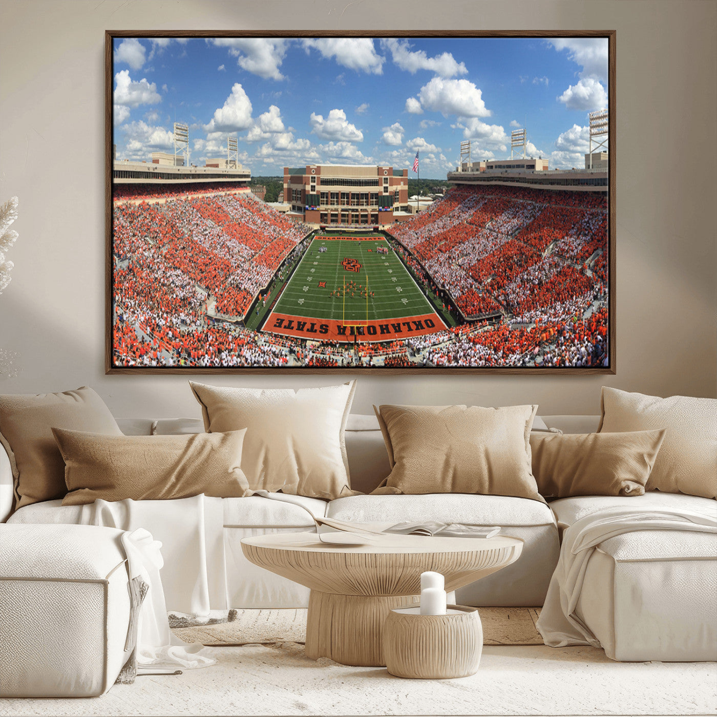 65192-MGV-CV-36X24-Oklahoma State Cowboys Football Team Print - Stillwater Boone Pickens Stadium Wall Art Canvas Print