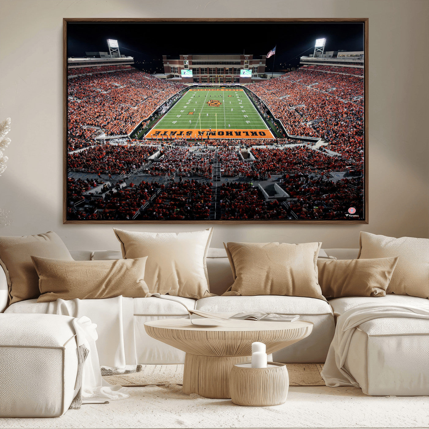 81675-MGV-CV-36X24-Boone Pickens Stadium Wall Art Oklahoma State Cowboys Print Framed Sports Canvas Art for Home, Office, Living Room