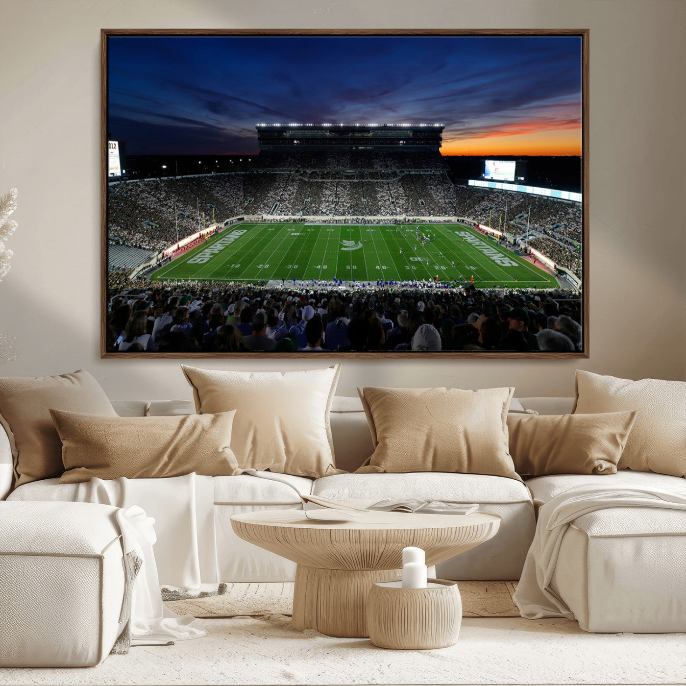 49074-MGV-CV-36X24-Michigan State Spartans Football Team Print - East Lansing Spartan Stadium Canvas Print