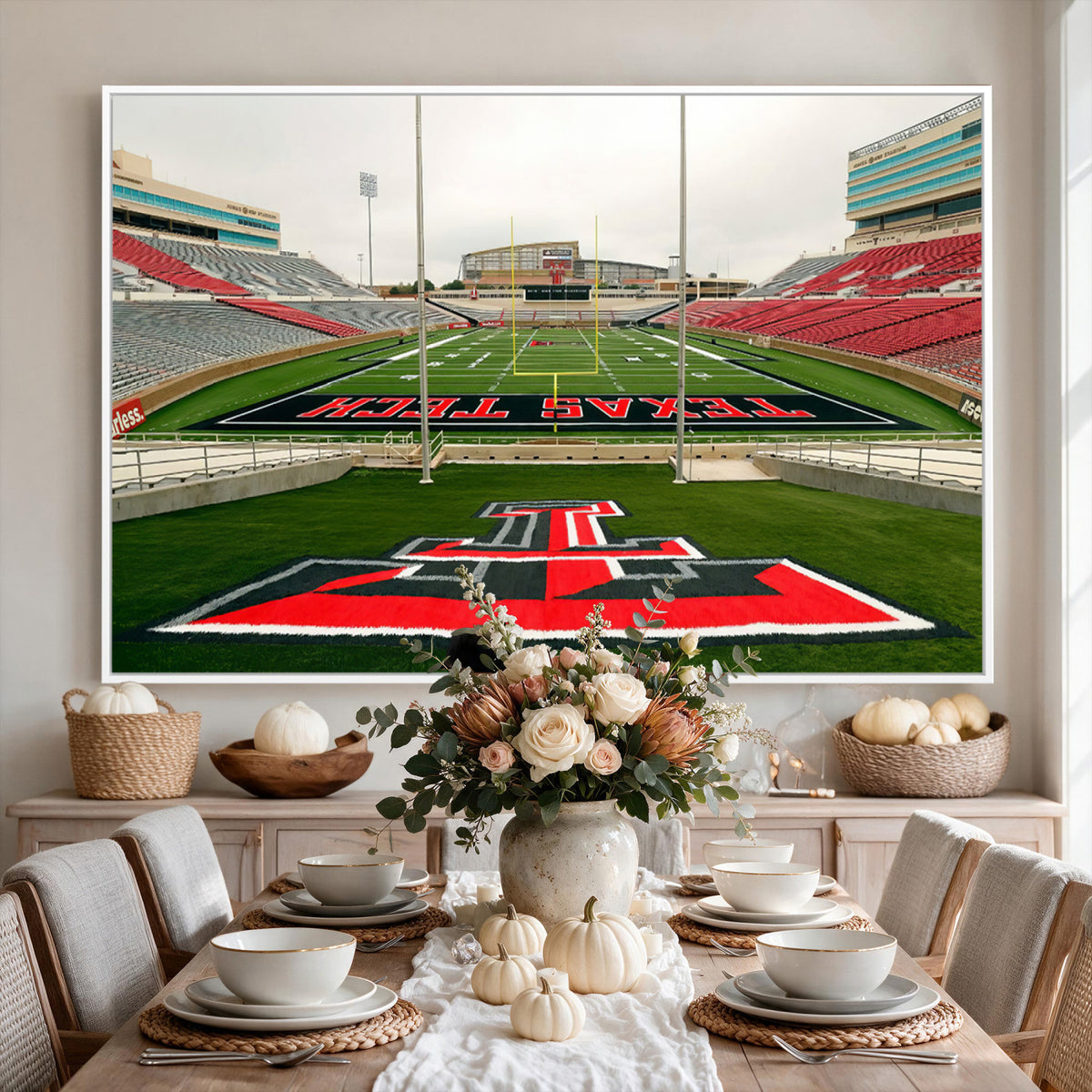 43169-PAN-FL-20X10 - Texas Tech Red Raiders Football Team Print - Lubbock Jones AT&T Stadium Wall Art Canvas Print