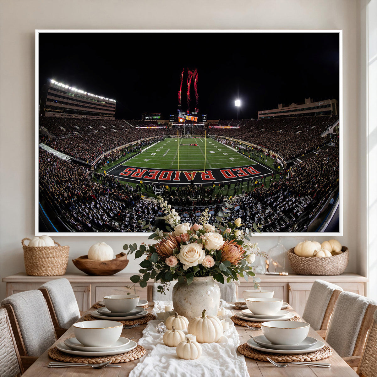 83122-PAN-FL-20X10 - Framed Texas Tech Red Raiders Stadium Canvas, Texas Tech Red Raiders Football Team Print - Lubbock