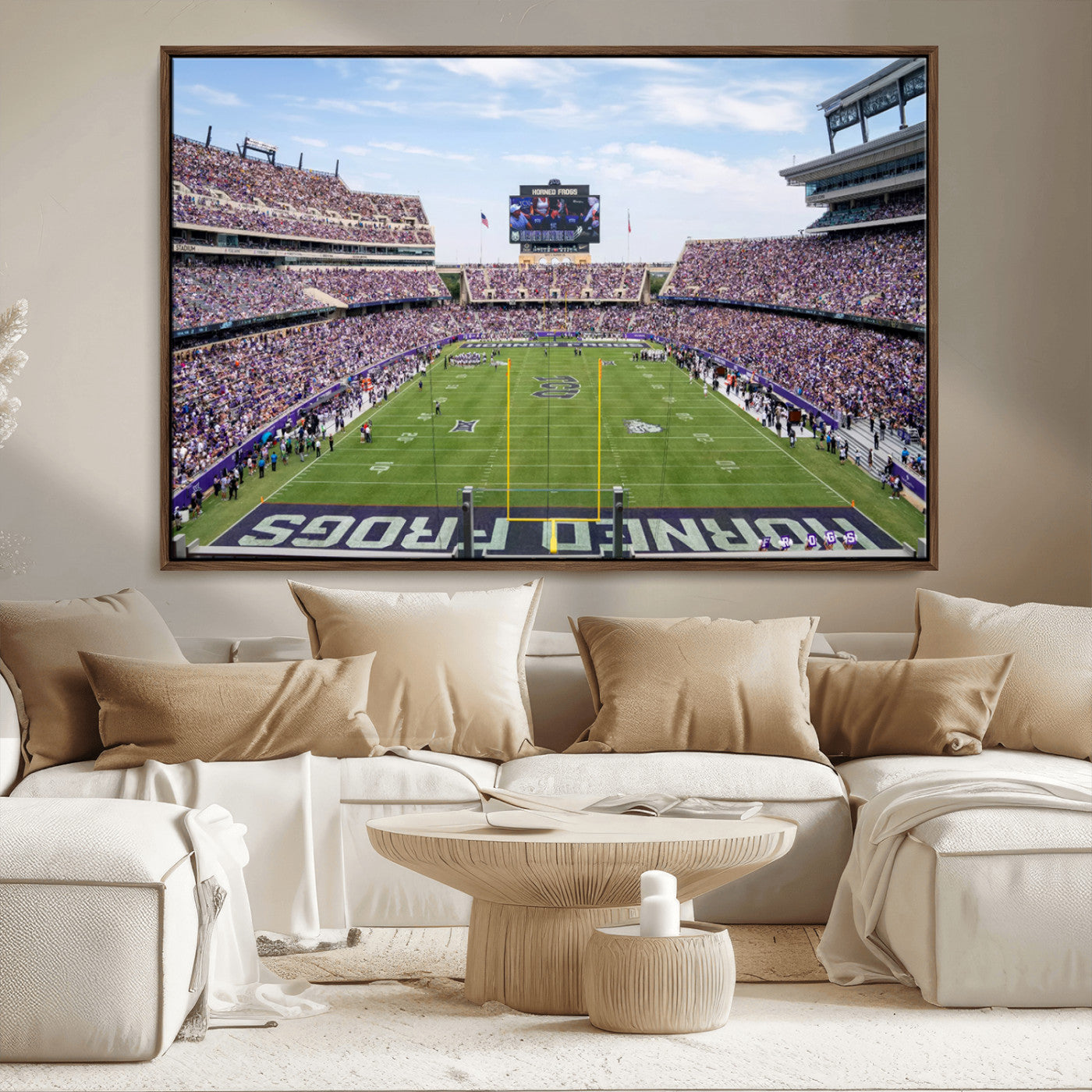 27650-MGV-CV-36X24-TCU Horned Frogs Football Team Print - Fort Worth Amon G. Carter Stadium Wall Art Canvas Print