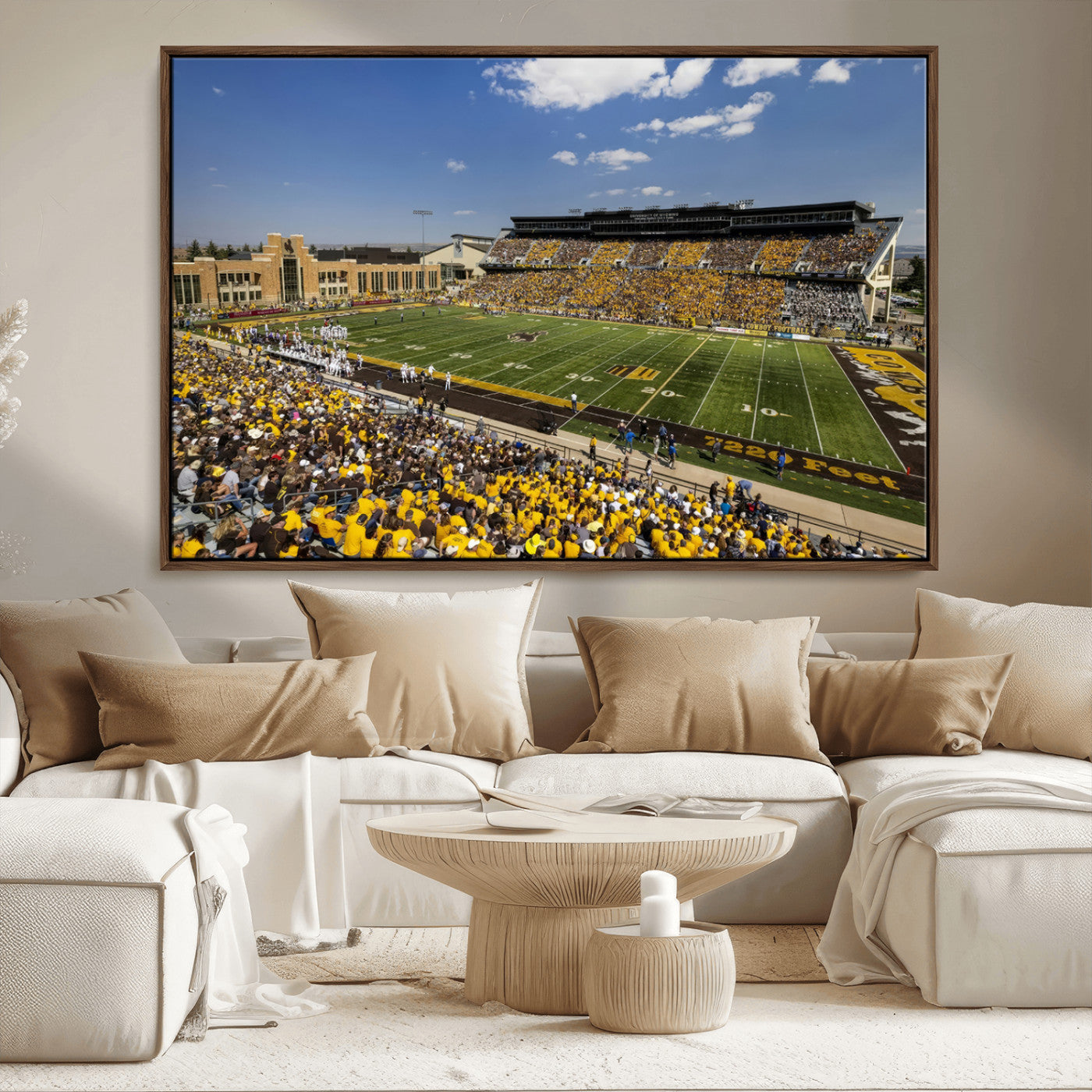75112-MGV-CV-36X24-University of Wyoming Cowboys Football Team Print - Laramie Jonah Field War Memorial Stadium Wall