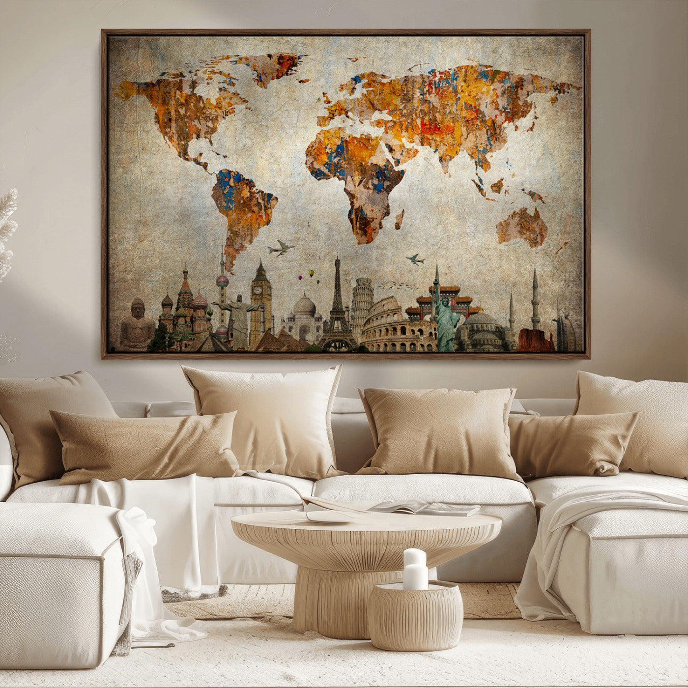 54918-MGV-CV-36X24-Push Pin World Map Canvas Print – Travel Tracker Wall Art for Couples, Perfect Anniversary Gift for Home or Office Decor