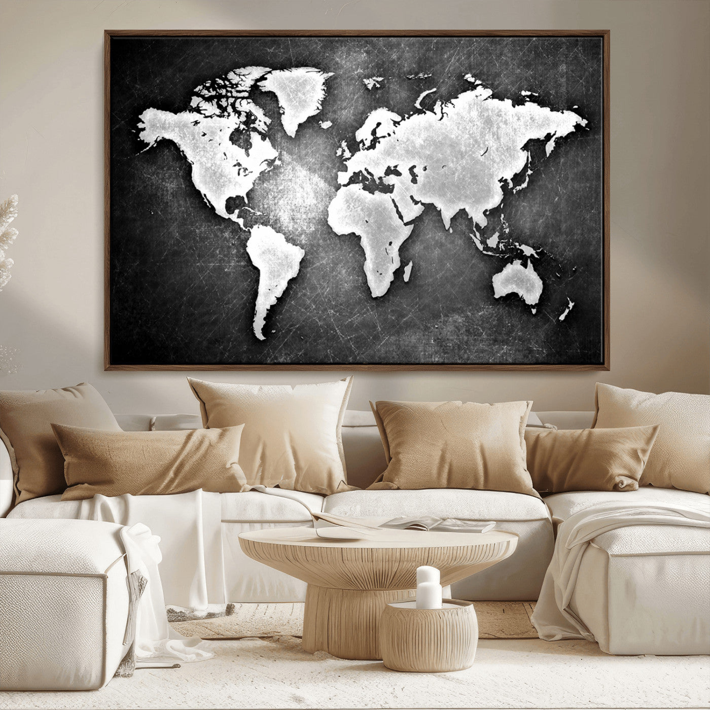 34390-MGV-CV-36X24-Push Pin World Map Canvas Print – Travel Tracker Wall Art for Couples, Perfect Anniversary Gift for Home or Office Decor