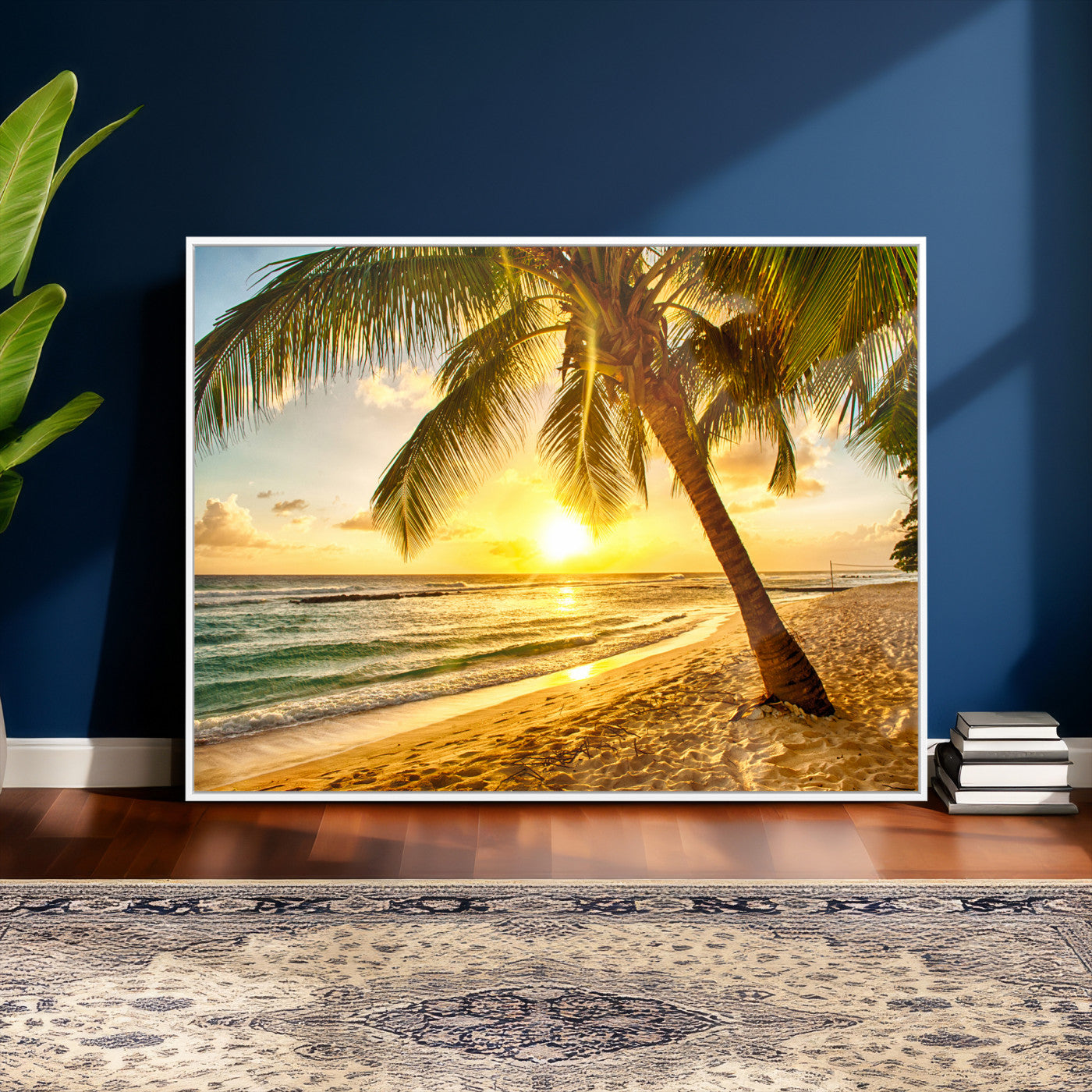 33628-MGV-CV-36X24 - Beach Sunset Canvas Wall Art Print - Tropical Beach Canvas Wall Art Print – Vibrant Palm Trees and