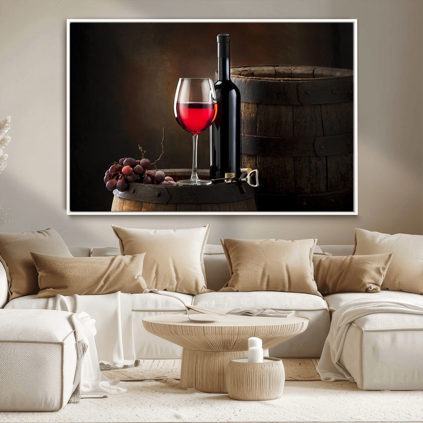 -Red Wine and Bottle Canvas Print