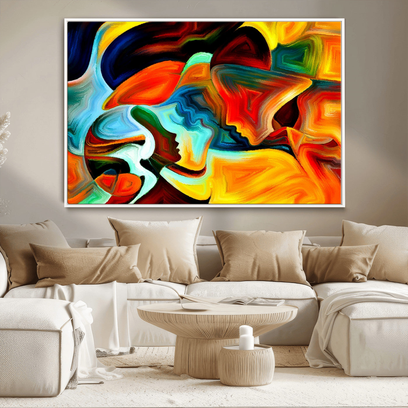 70242-MGV-CV-36X24-Human Love Figures Abstract Wall Art Canvas Print